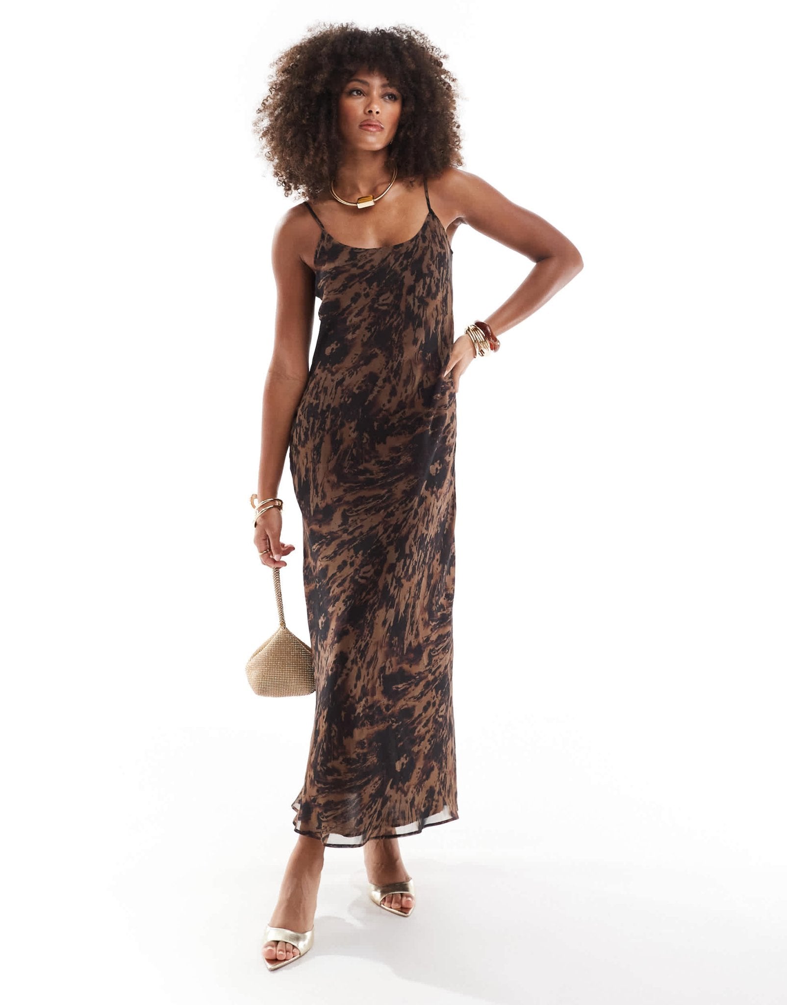ASOS DESIGN chiffon scoop neck maxi dress in animal print - ASOS Sample Sale