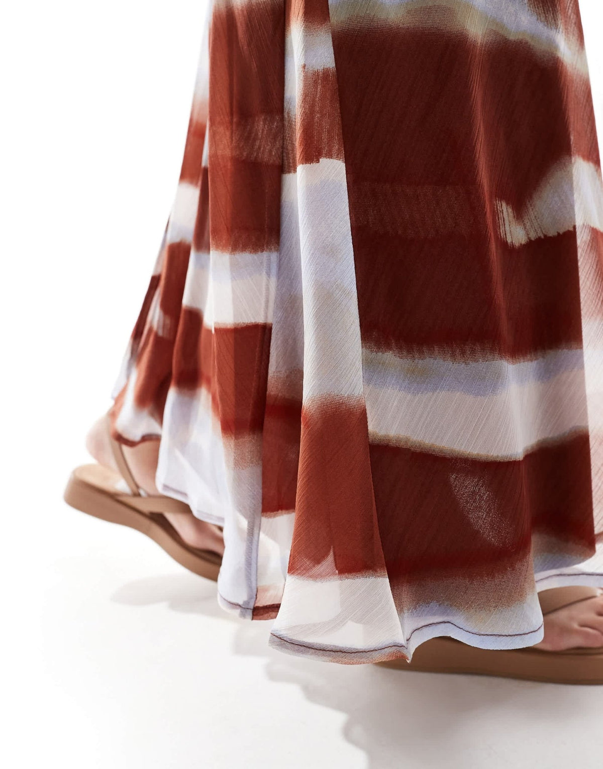 ASOS DESIGN chiffon scoop neck midi slip dress in abstract rust stripe - ASOS Sample Sale