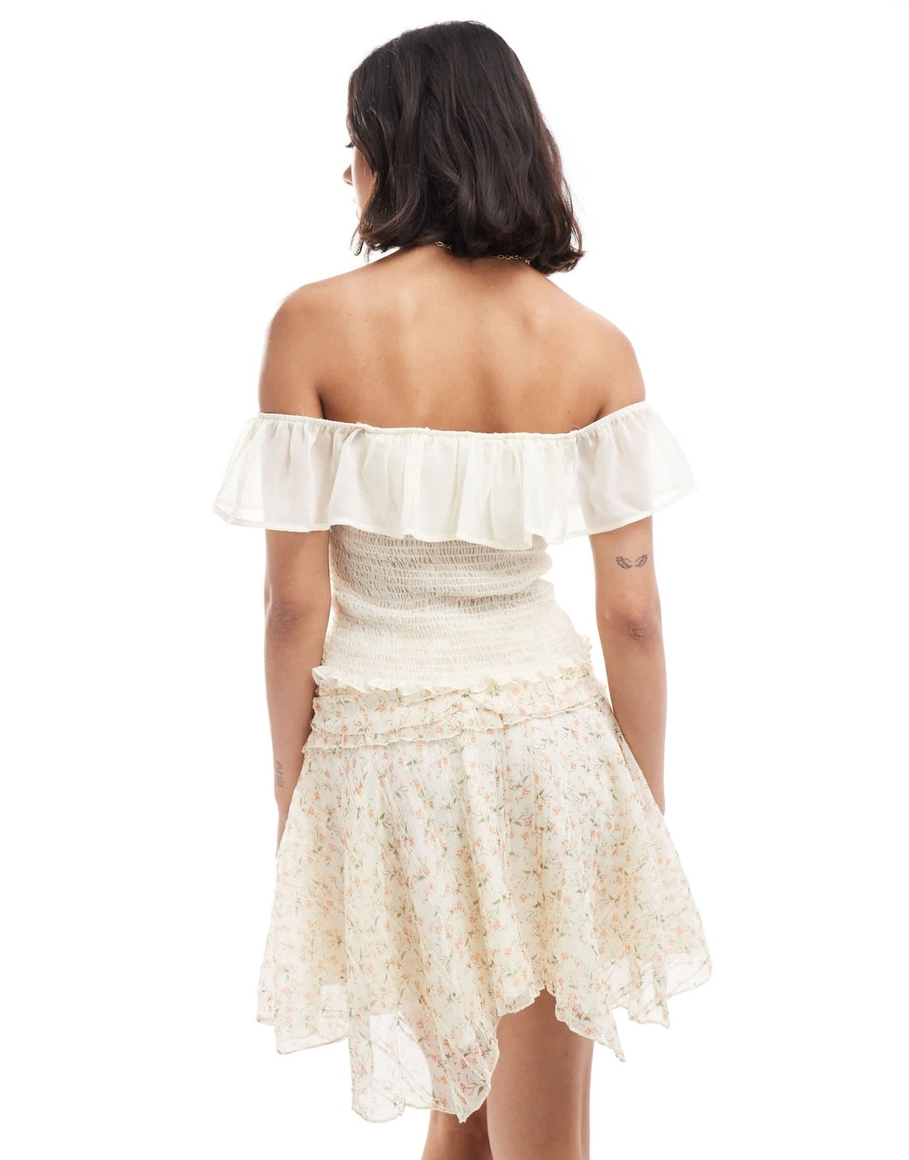 ASOS DESIGN chiffon shirred ruffle cami top in ivory - ASOS Sample Sale