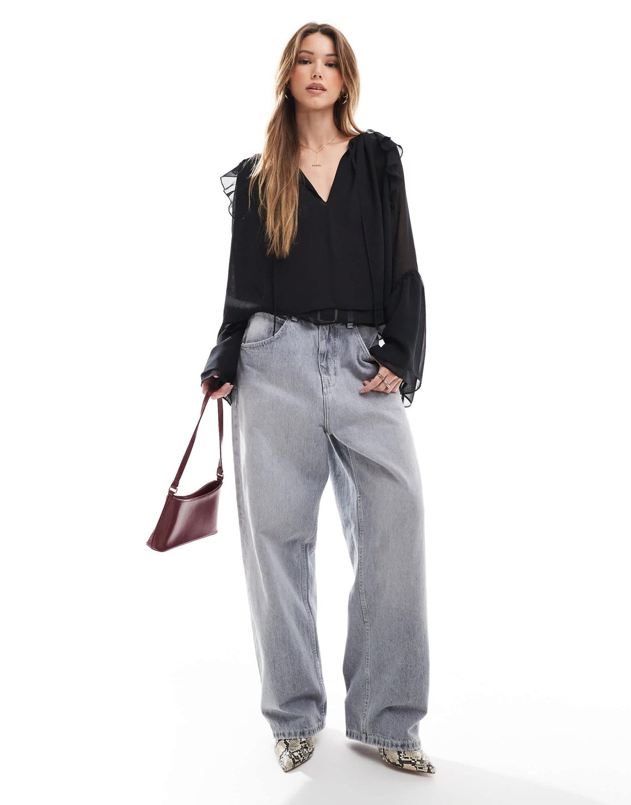 ASOS DESIGN chiffon sleeve detail blouse in black - ASOS Sample Sale