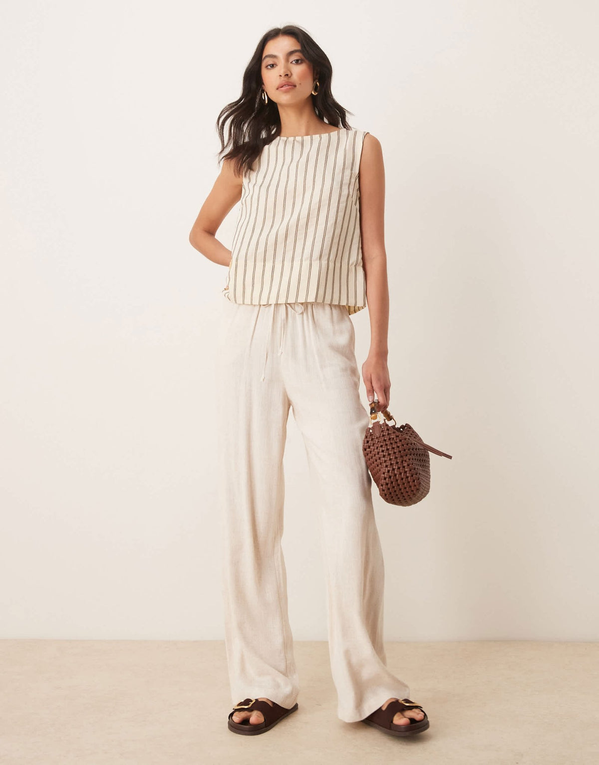 ASOS DESIGN chuck on tank top in buttermilk stripe - ASOS Sample Sale