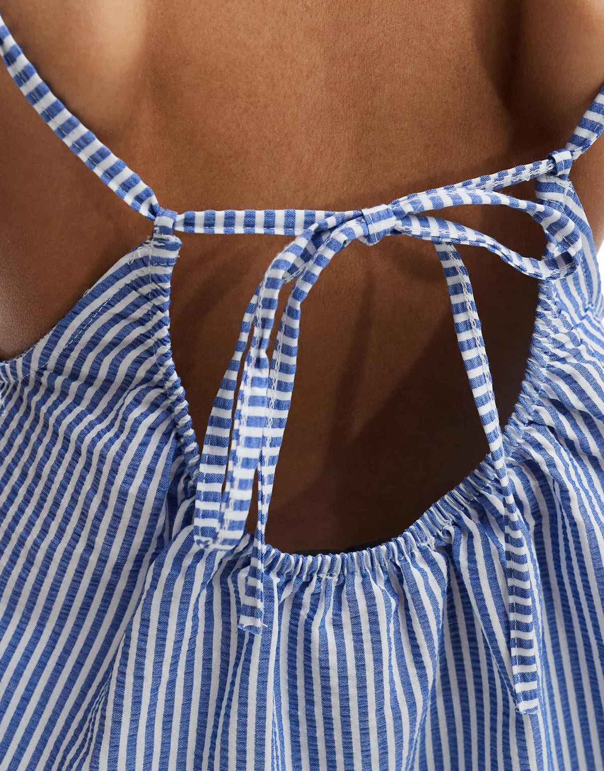 ASOS DESIGN chuck on trapeze strappy dress in blue stripe - ASOS Sample Sale