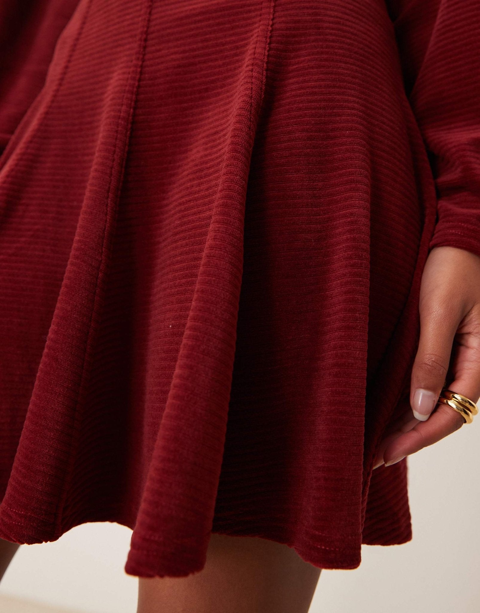 ASOS DESIGN chunky cord flare hem keyhole back mini dress in rust - ASOS Sample Sale