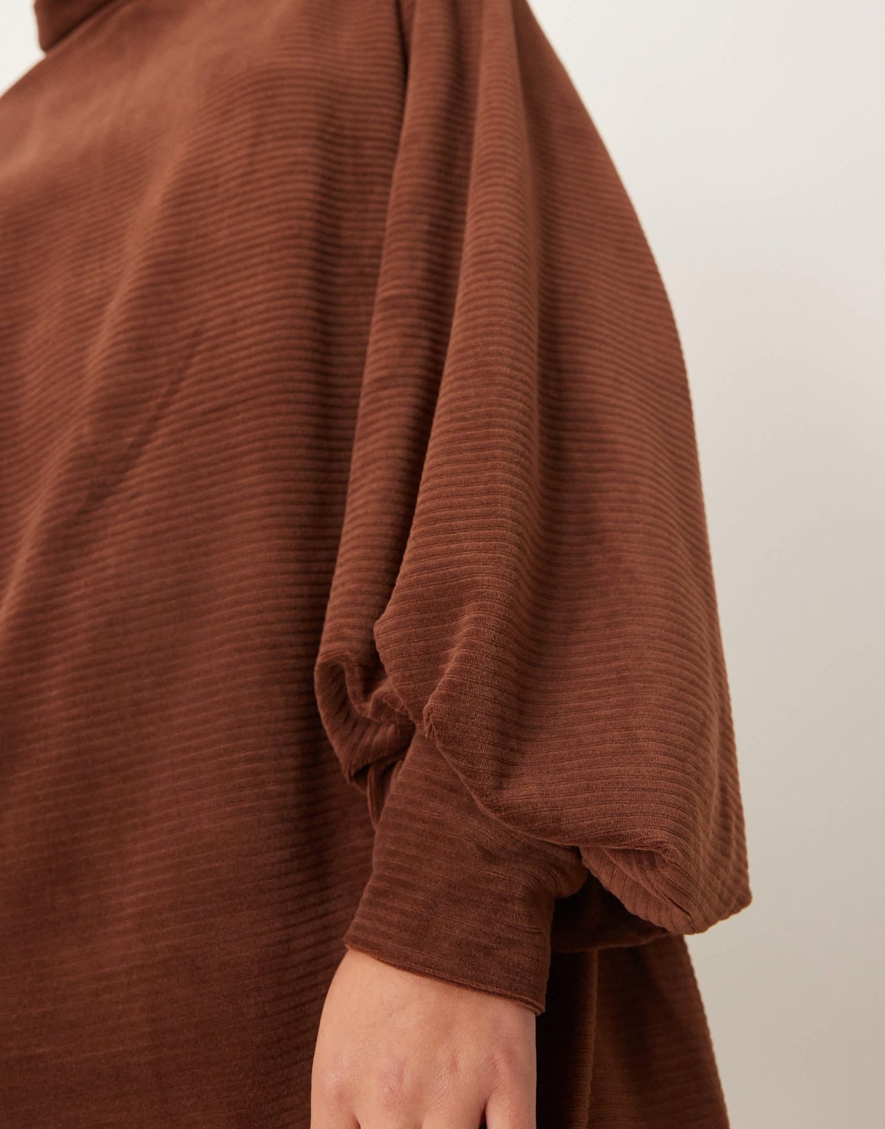 ASOS DESIGN chunky cord roll neck slouchy mini dress in chocolate - ASOS Sample Sale