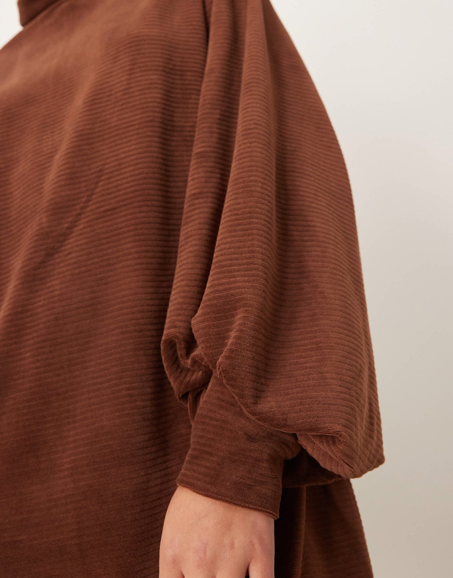 ASOS DESIGN chunky cord roll neck slouchy mini dress in chocolate - ASOS Sample Sale