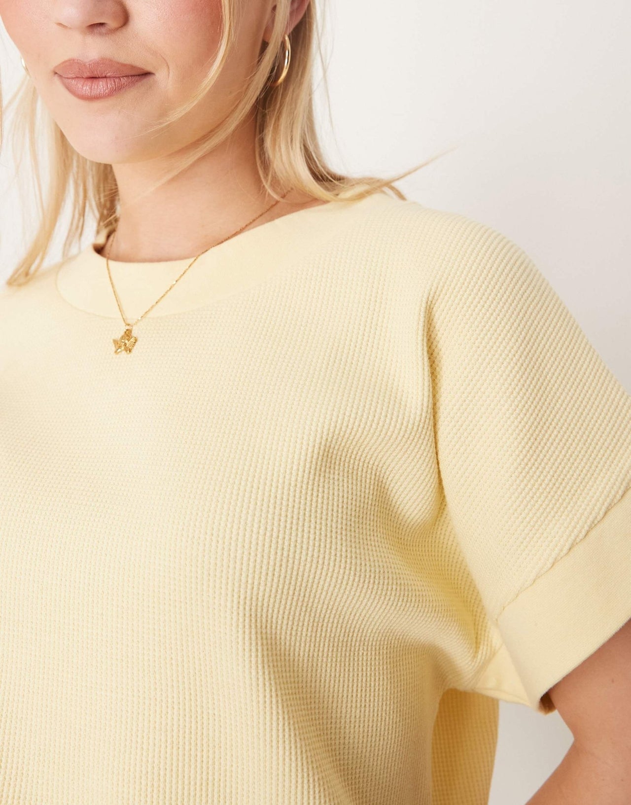 ASOS DESIGN chunky rib hem waffle t-shirt in lemon - ASOS Sample Sale