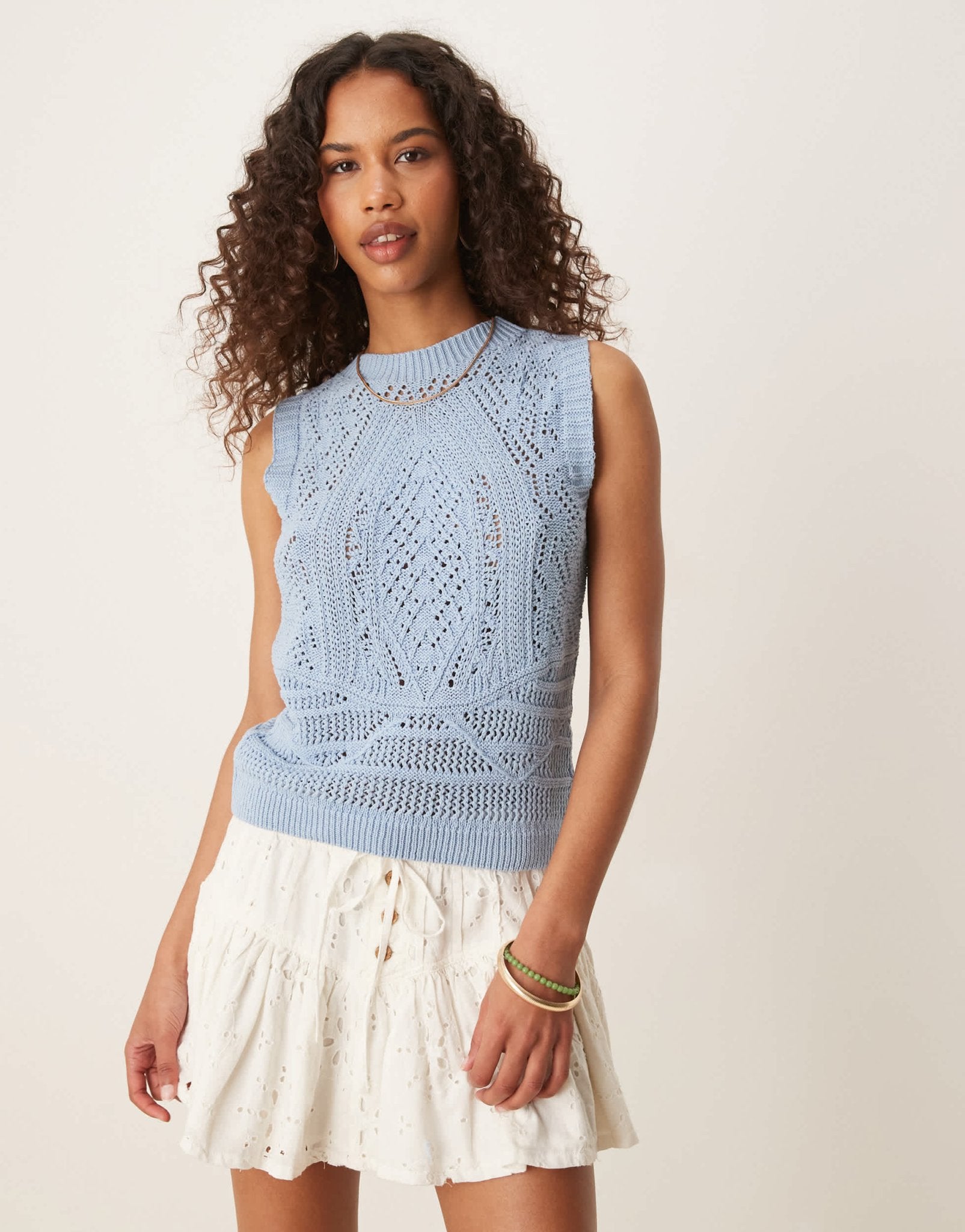 ASOS DESIGN chunky stitch knitted tank in blue - ASOS Sample Sale