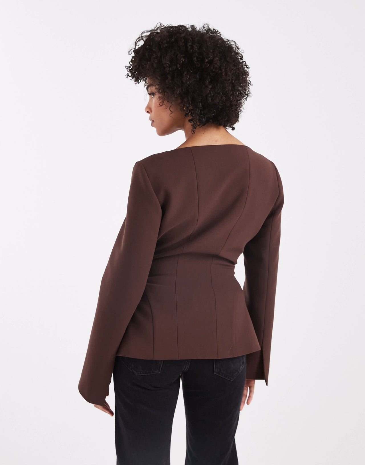 ASOS DESIGN cinch corset blazer in chocolate - ASOS Sample Sale