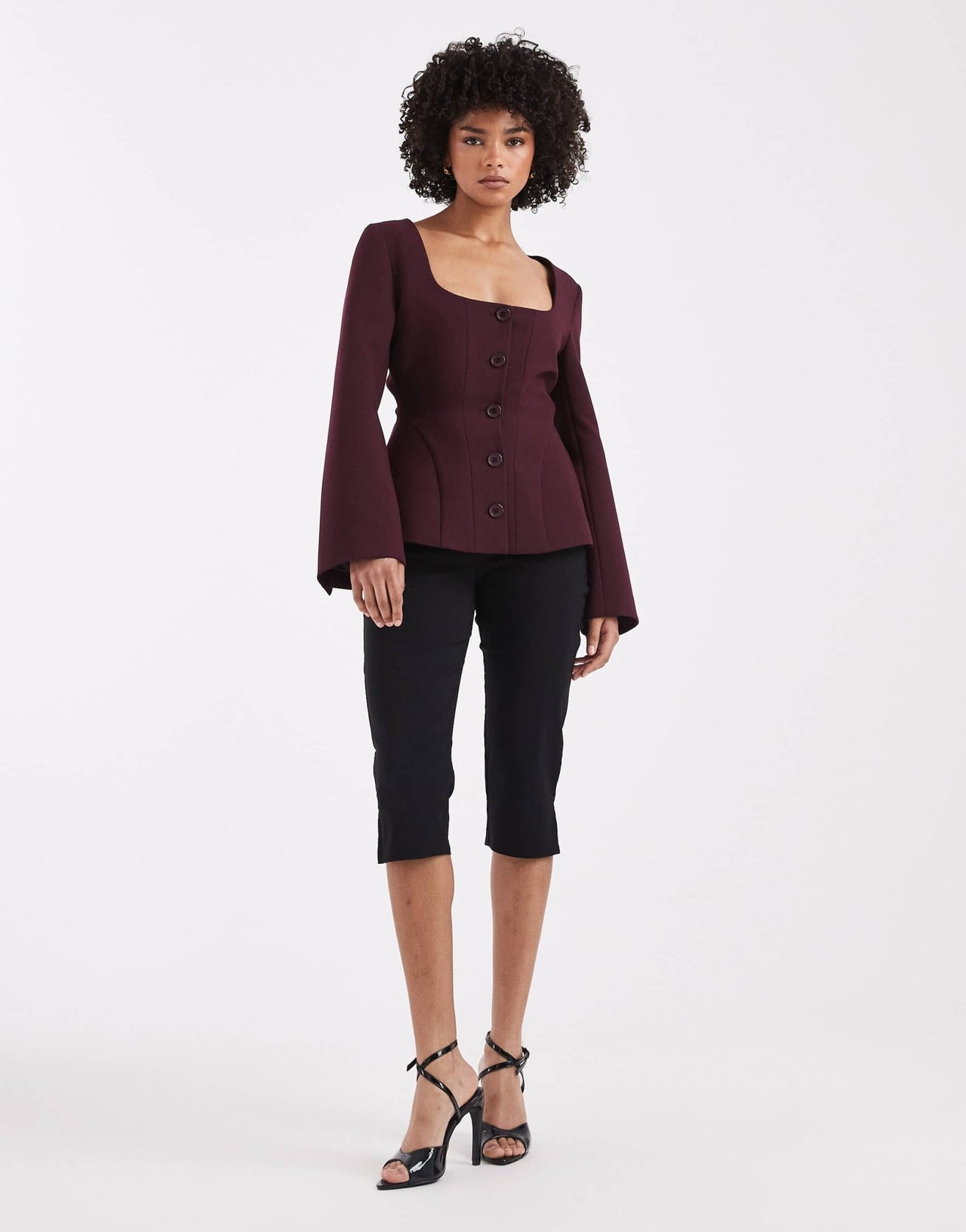 ASOS DESIGN cinch corset blazer in plum - ASOS Sample Sale