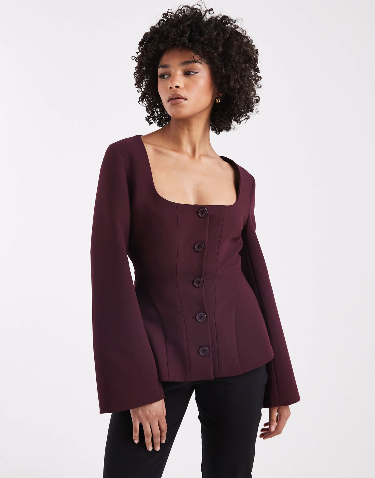 ASOS DESIGN cinch corset blazer in plum - ASOS Sample Sale