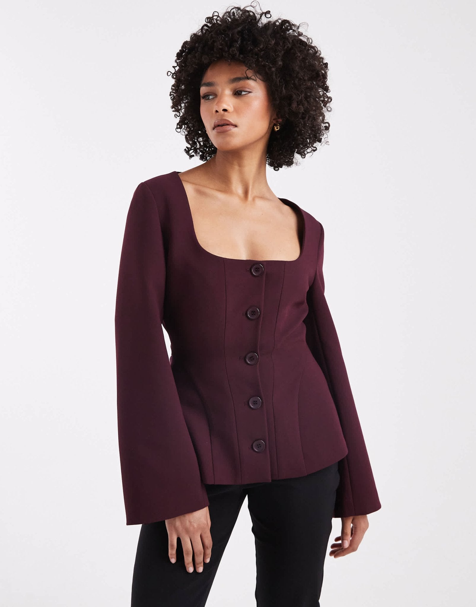 ASOS DESIGN cinch corset blazer in plum - ASOS Sample Sale