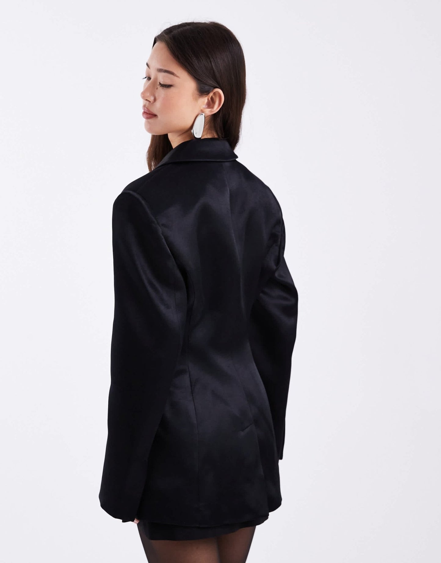 ASOS DESIGN cinch satin blazer in black - ASOS Sample Sale