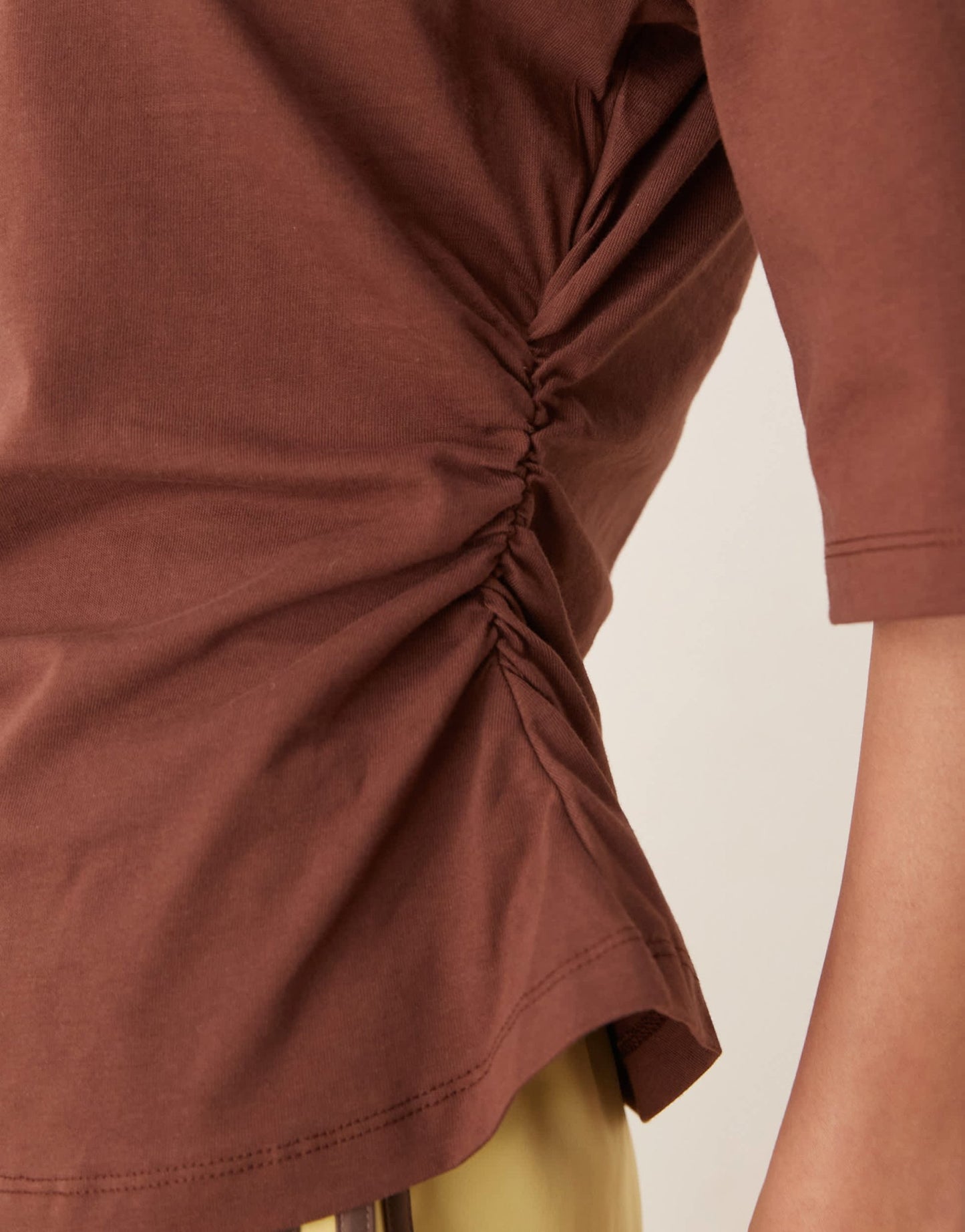 ASOS DESIGN cinched tee with shoulder pads in brown - ASOS Sample Sale