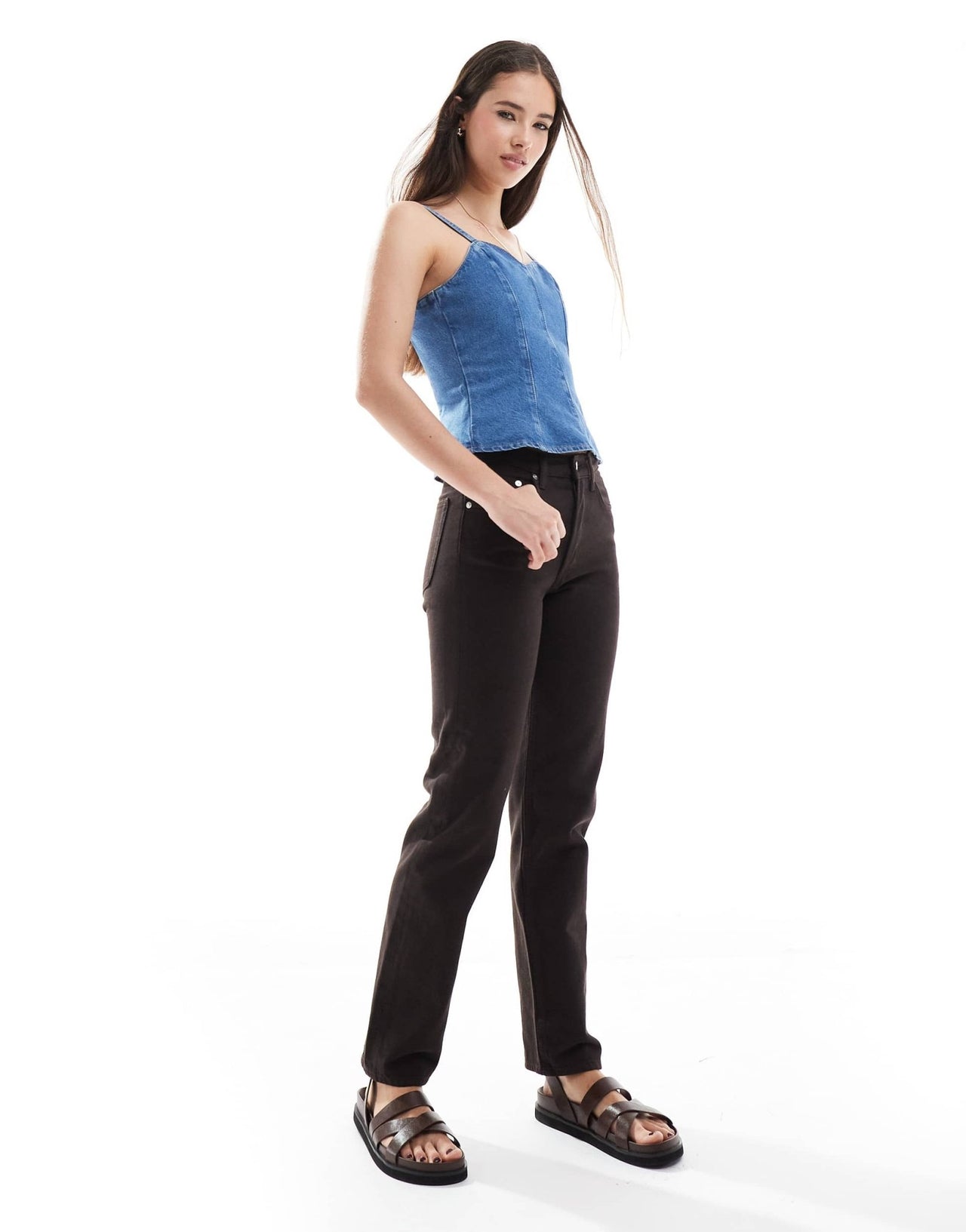 ASOS DESIGN cinched waist denim peplum top co-ord - ASOS Sample Sale