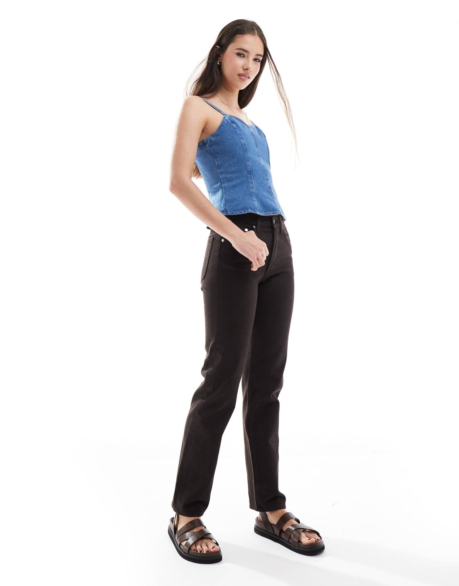 ASOS DESIGN cinched waist denim peplum top co-ord - ASOS Sample Sale