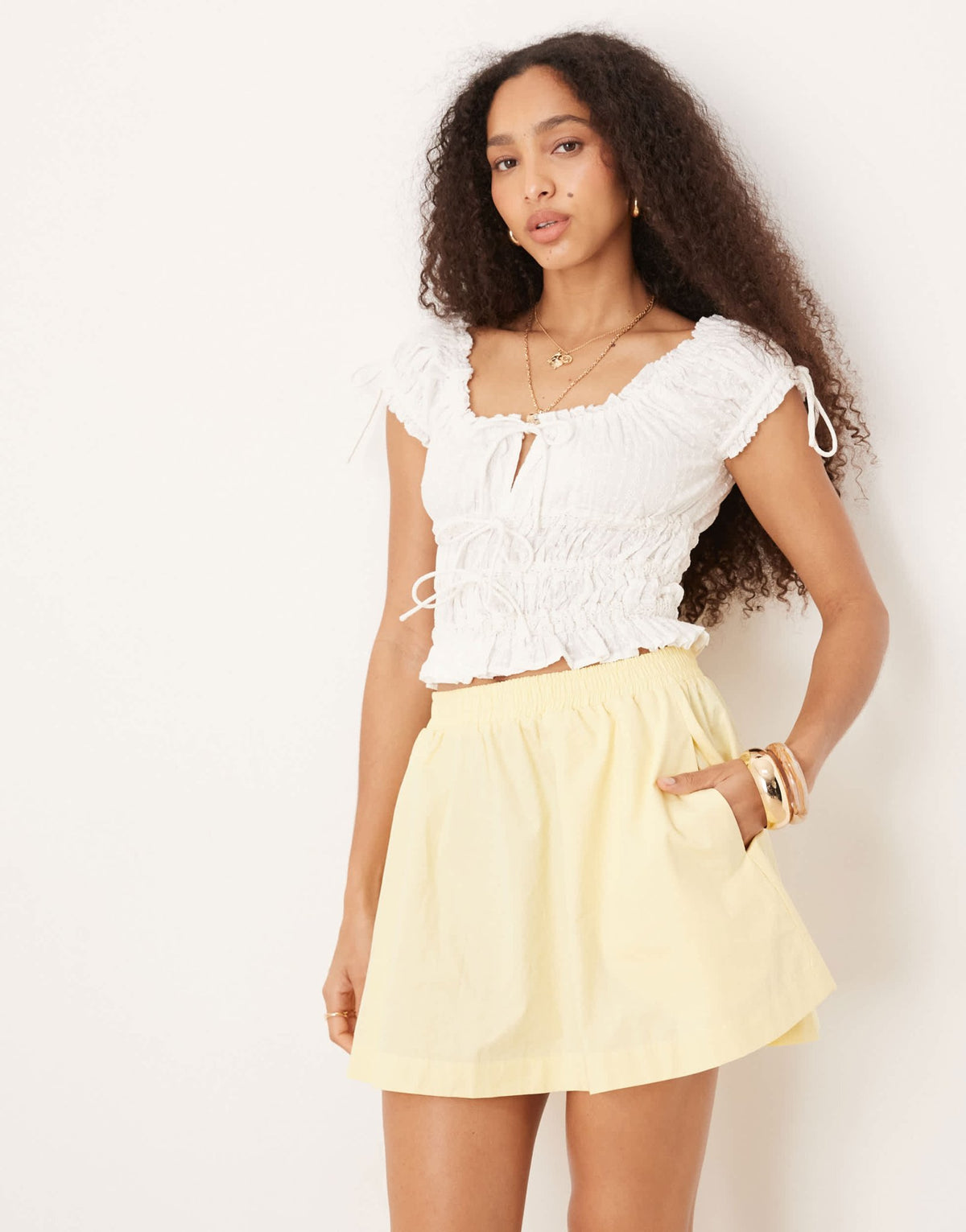 ASOS DESIGN circle volume mini skirt in buttermilk - ASOS Sample Sale