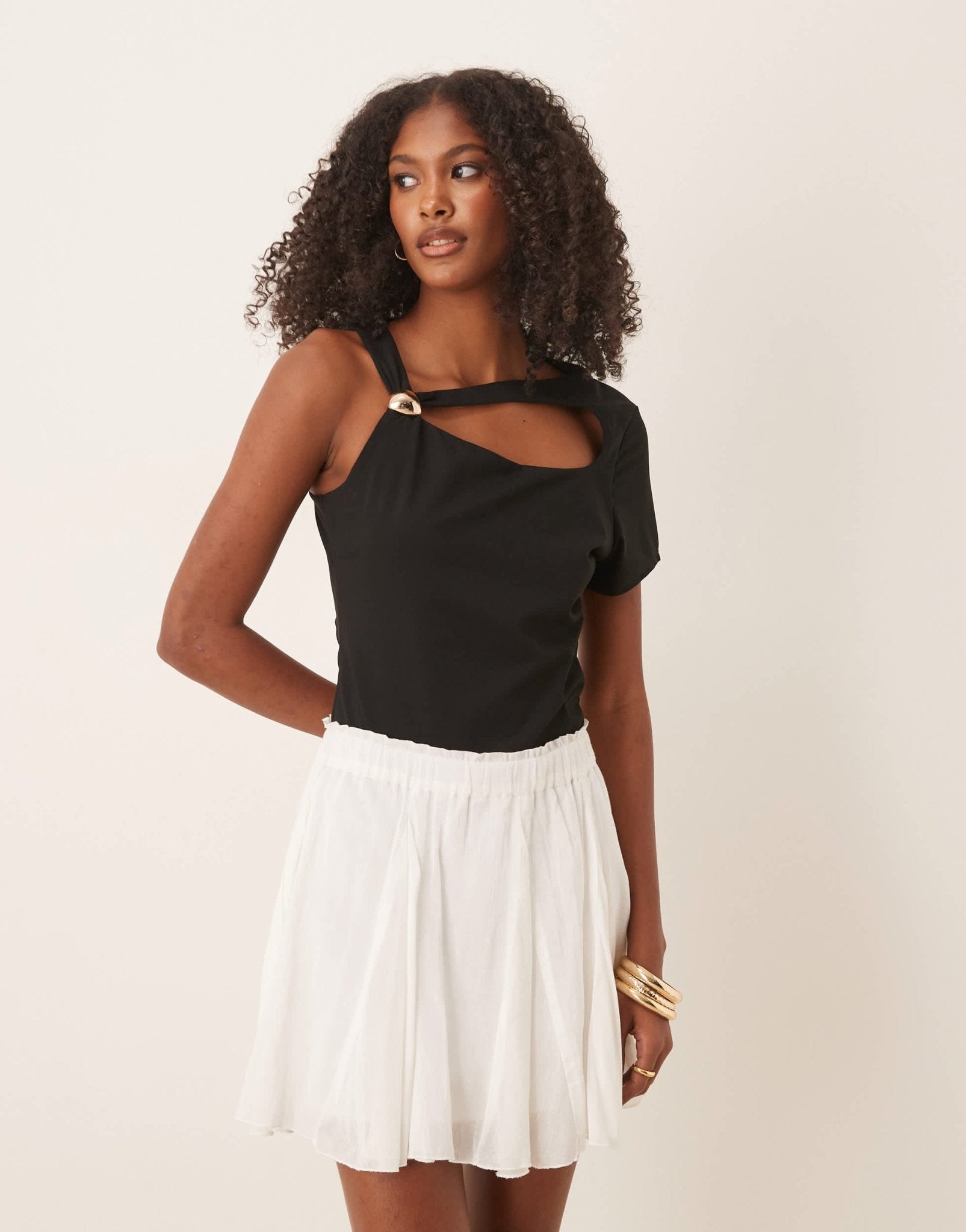 ASOS DESIGN clean hardware detail cut out bodysuit in black - ASOS Sample Sale