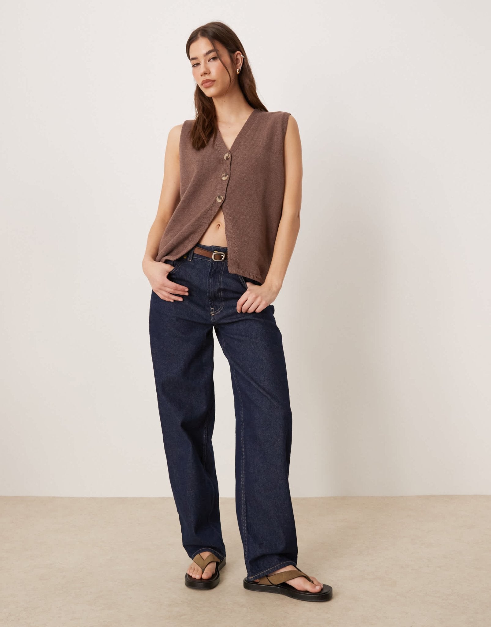 ASOS DESIGN clean knitted relaxed fit waistcoat in chocolate - ASOS Sample Sale