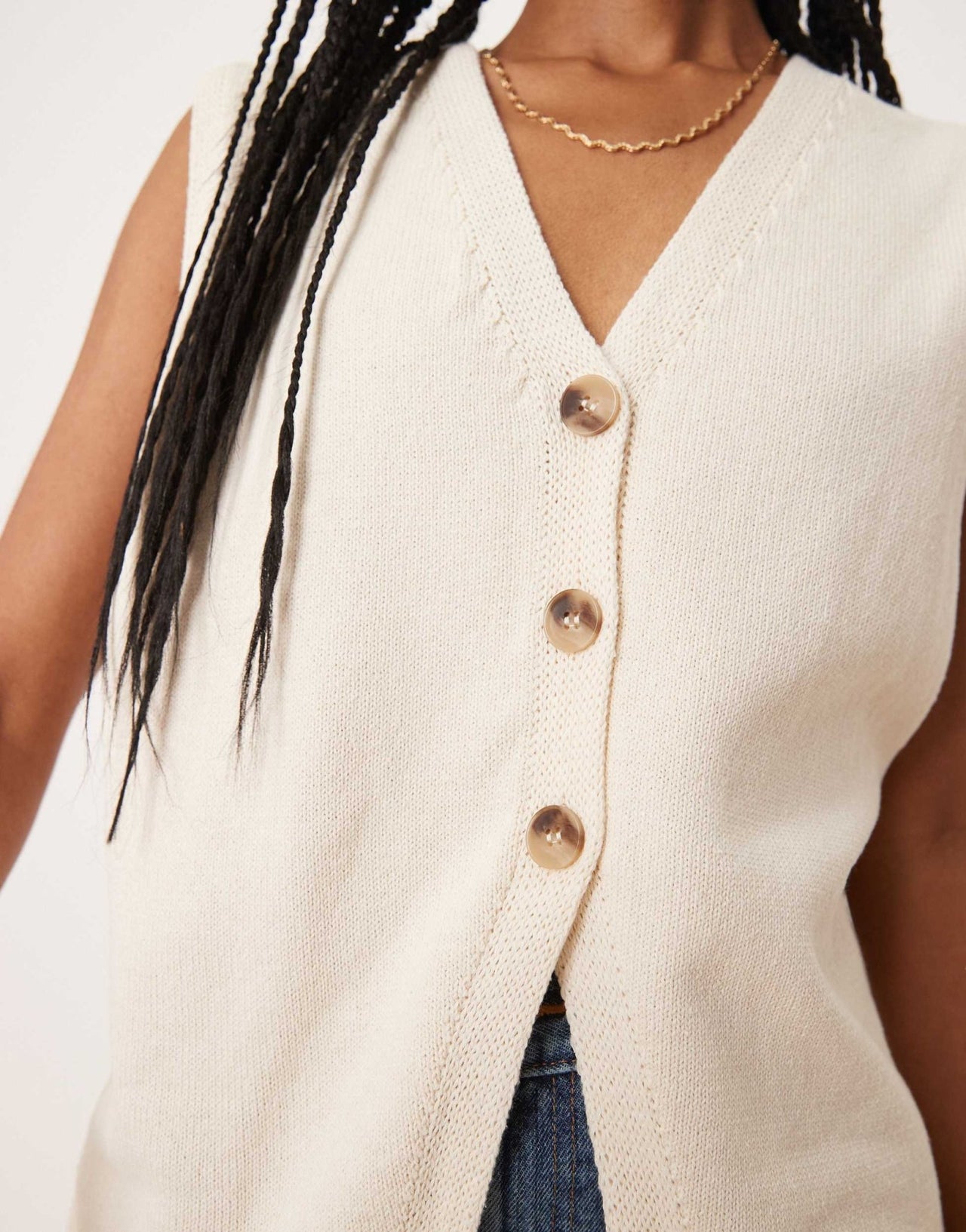 ASOS DESIGN clean knitted relaxed fit waistcoat in cream - ASOS Sample Sale