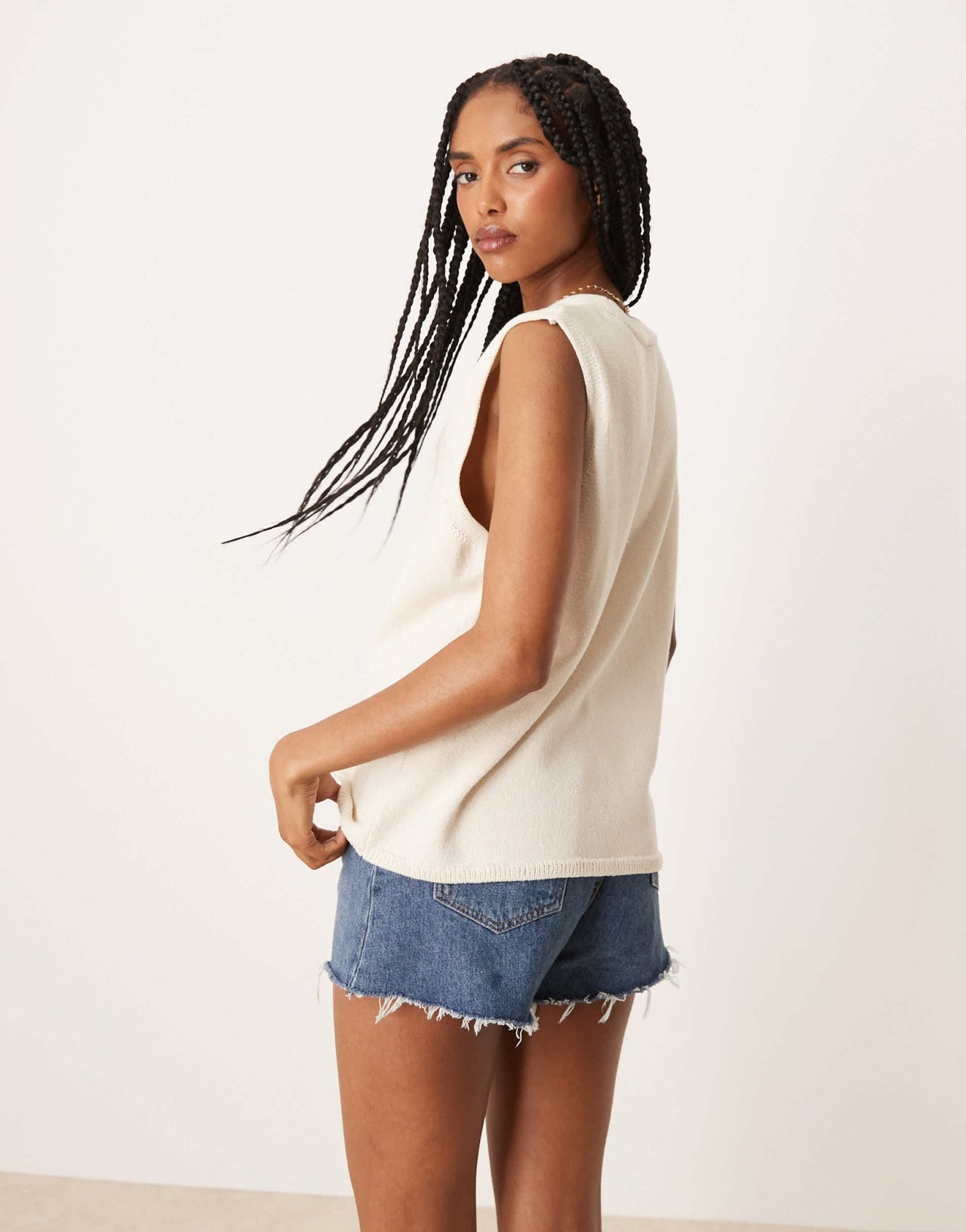 ASOS DESIGN clean knitted relaxed fit waistcoat in cream - ASOS Sample Sale