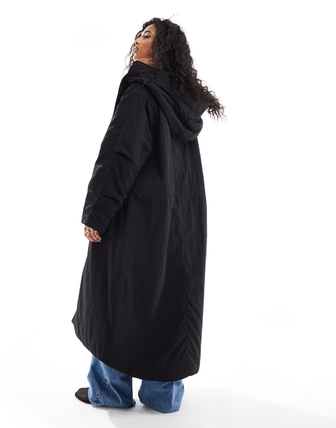ASOS DESIGN clean longline puffer coat with hood in black - ASOS Sample Sale