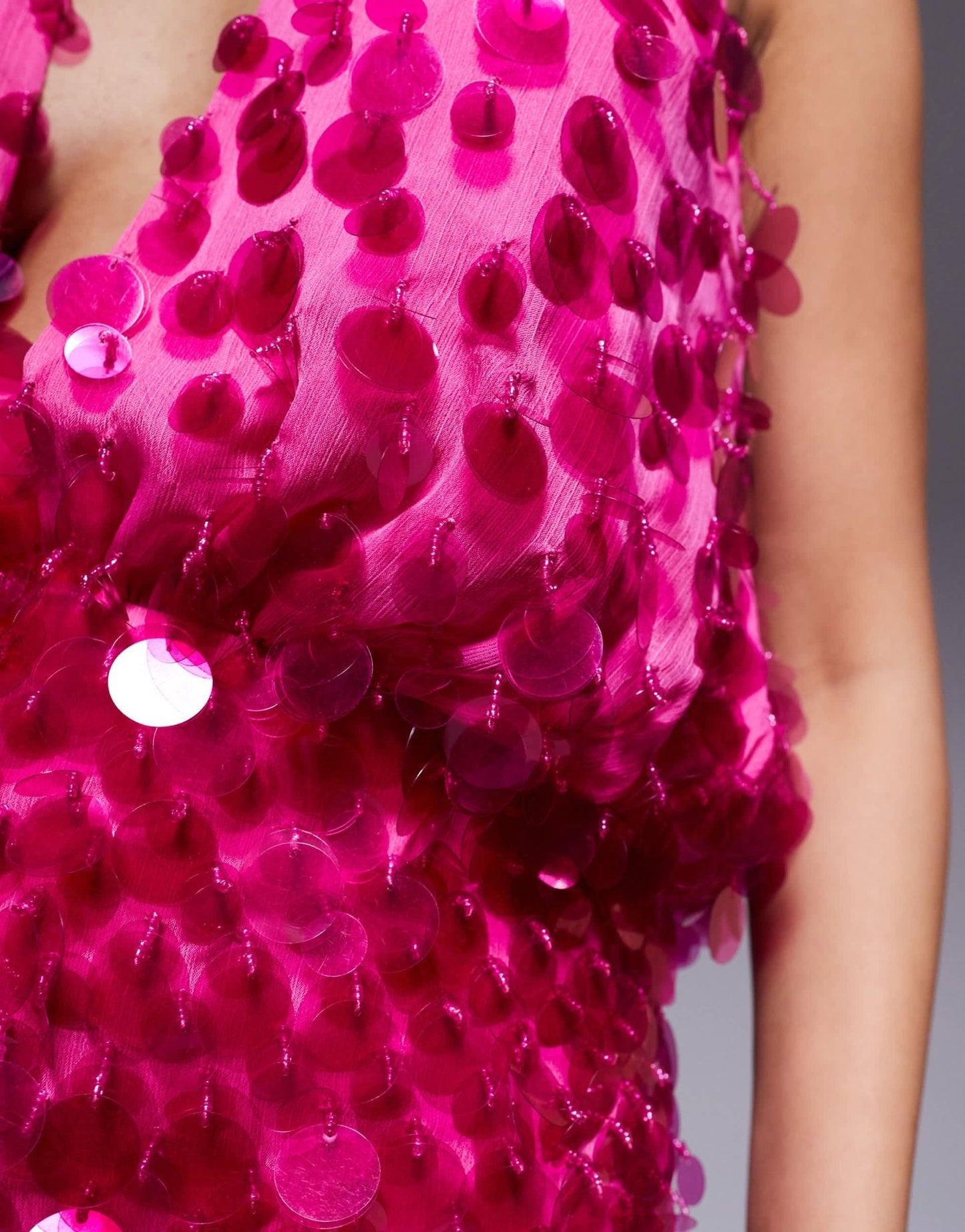 ASOS DESIGN clear sequin fringe halter mini dress in pink - ASOS Sample Sale