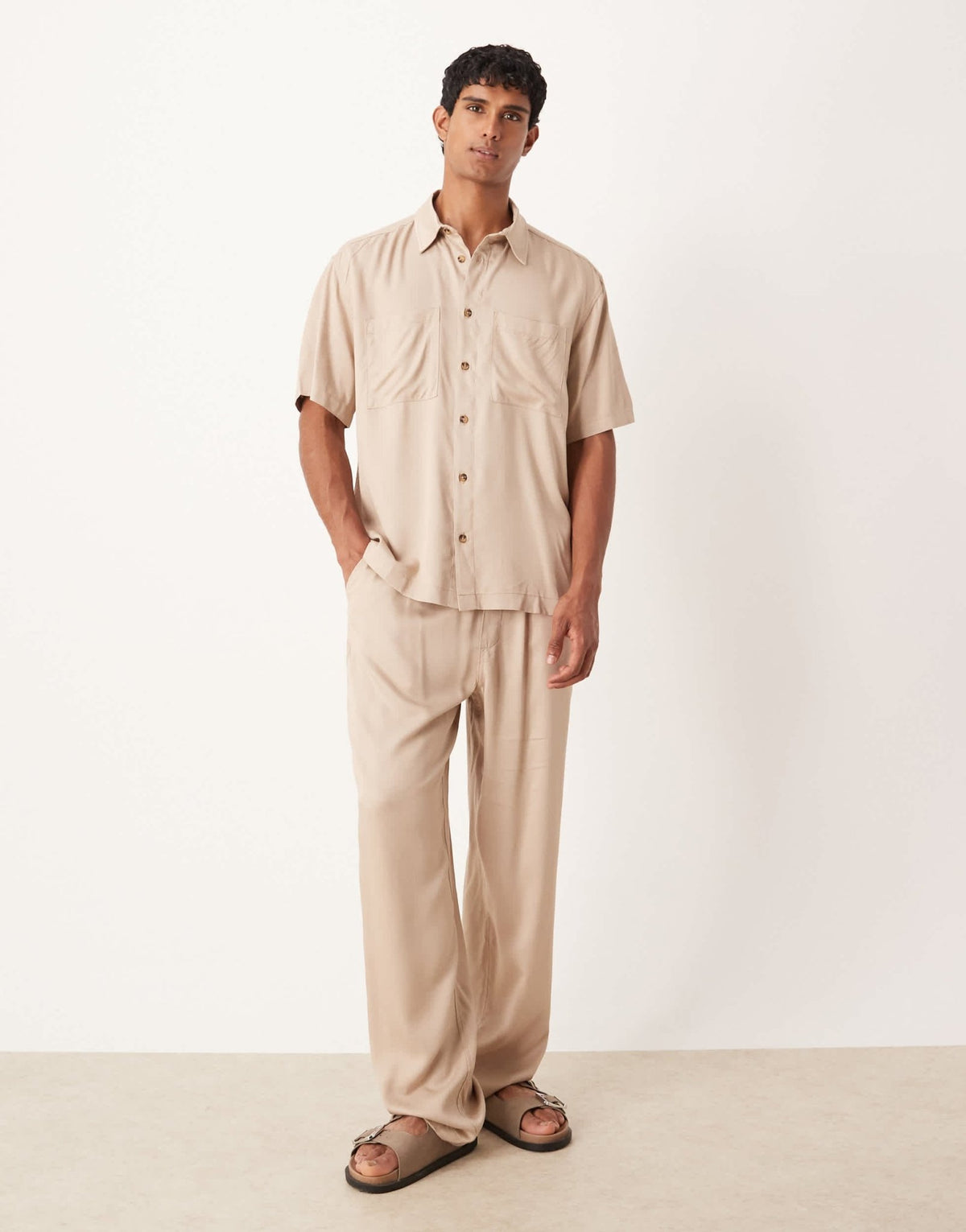 ASOS DESIGN co-ord baggy trousers in stone - ASOS Sample Sale