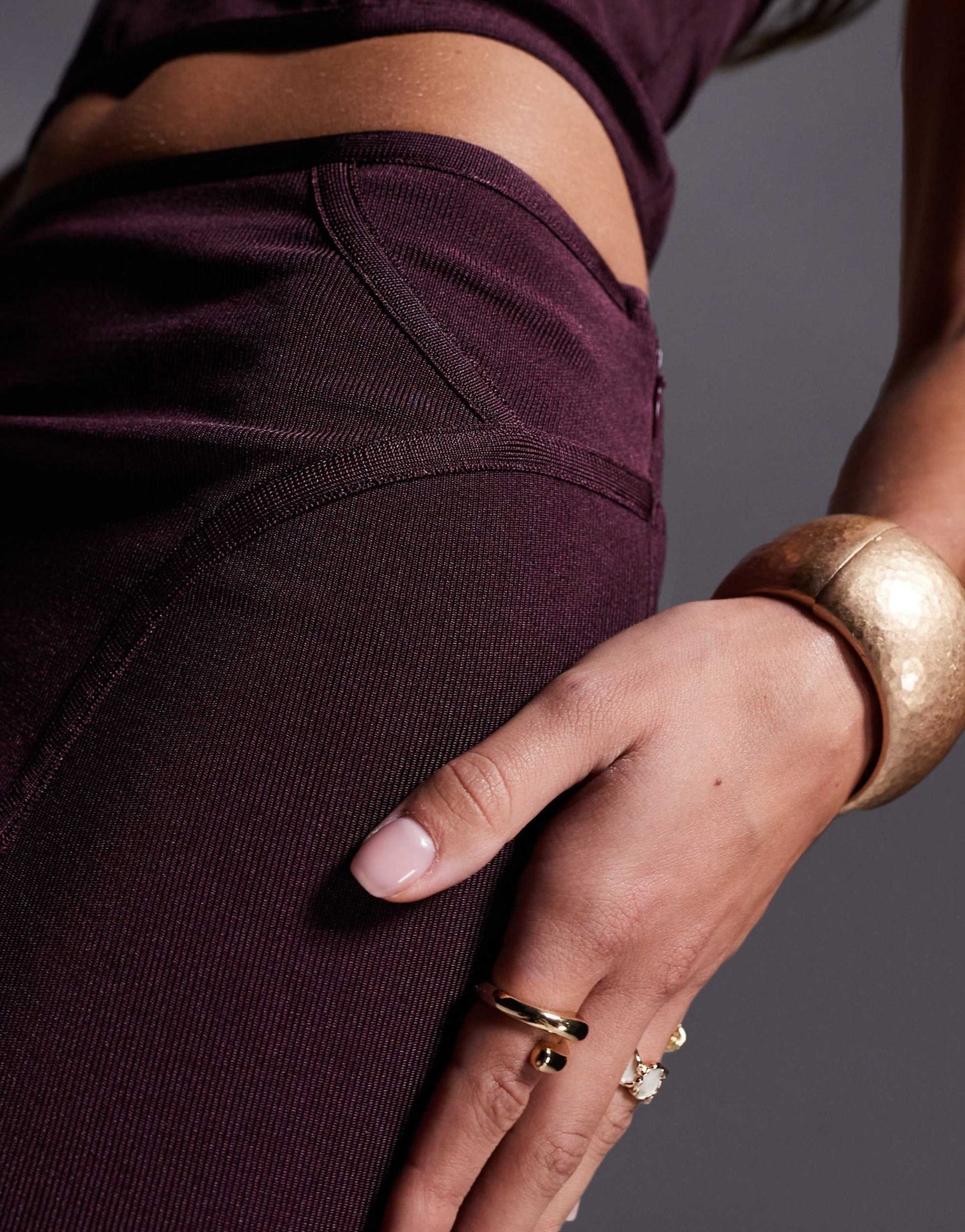 ASOS DESIGN co - ord bandage midi skirt with seams in burgundy - ASOS Sample Sale