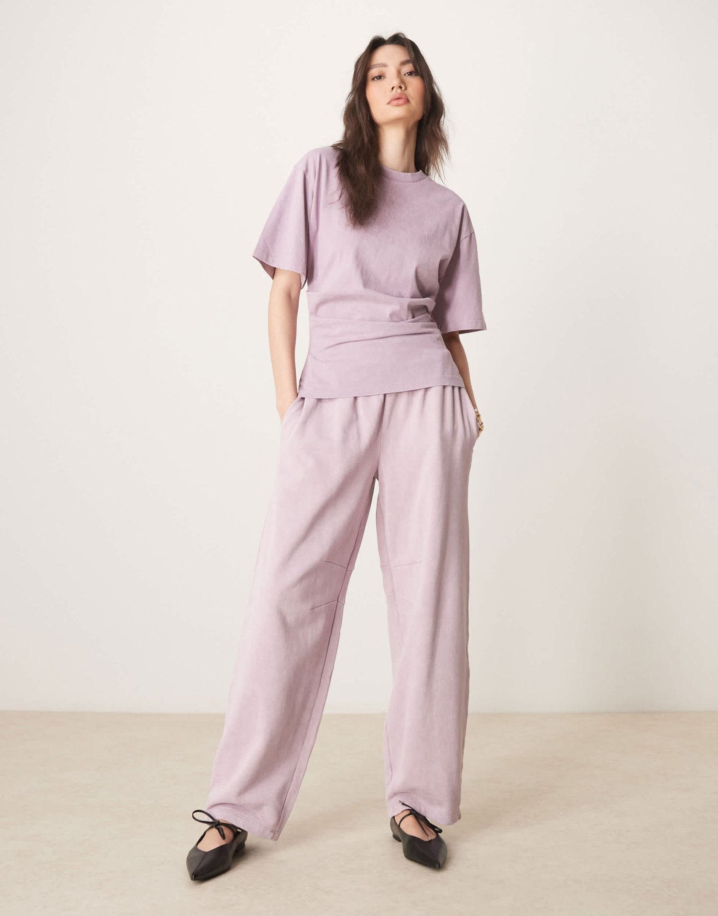 ASOS DESIGN co - ord barrel leg jogger in washed mauve - ASOS Sample Sale