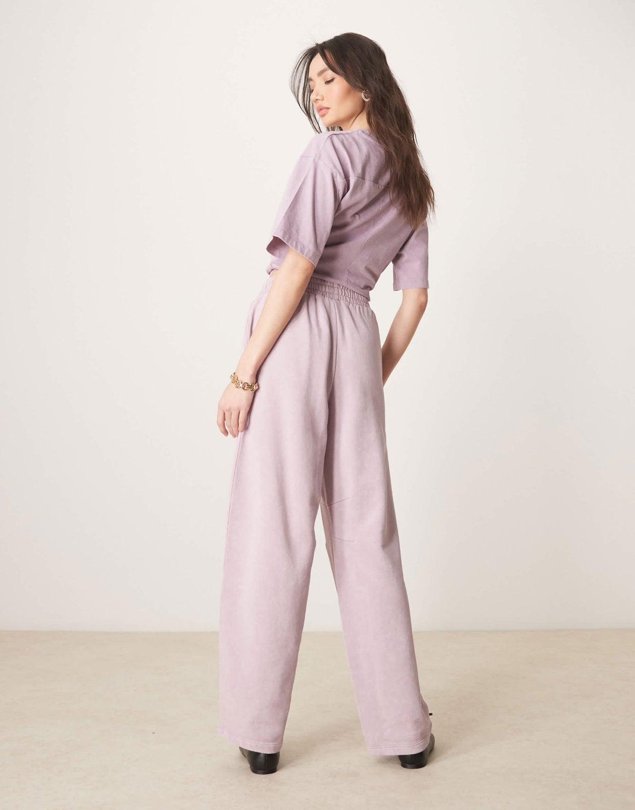 ASOS DESIGN co - ord barrel leg jogger in washed mauve - ASOS Sample Sale