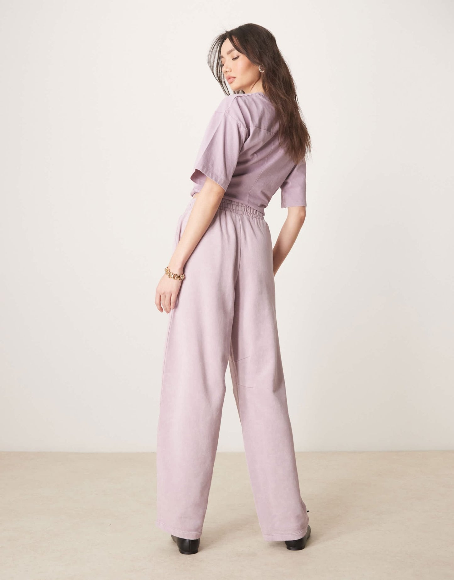 ASOS DESIGN co - ord barrel leg jogger in washed mauve - ASOS Sample Sale