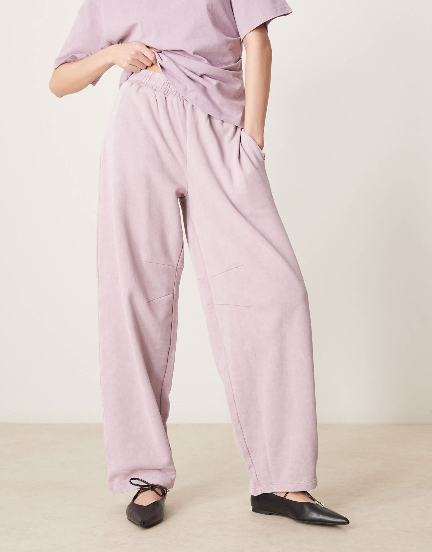 ASOS DESIGN co - ord barrel leg jogger in washed mauve - ASOS Sample Sale