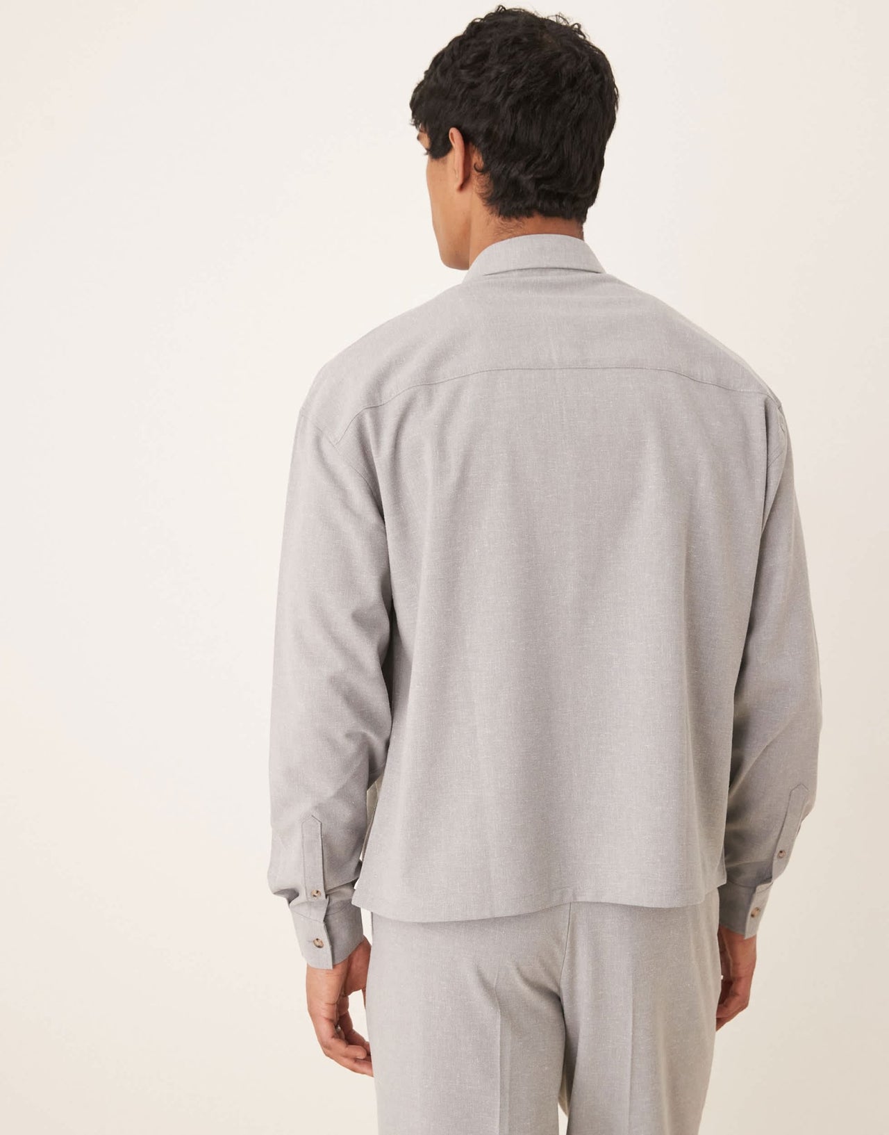 ASOS DESIGN co-ord boxy oversized linen blend cropped shirt in grey - ASOS Sample Sale