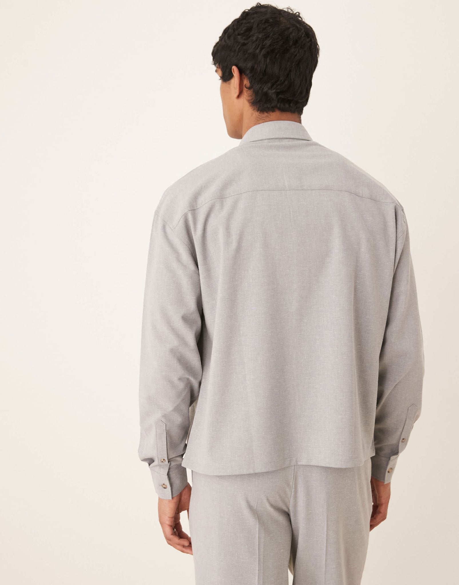 ASOS DESIGN co-ord boxy oversized linen blend cropped shirt in grey - ASOS Sample Sale