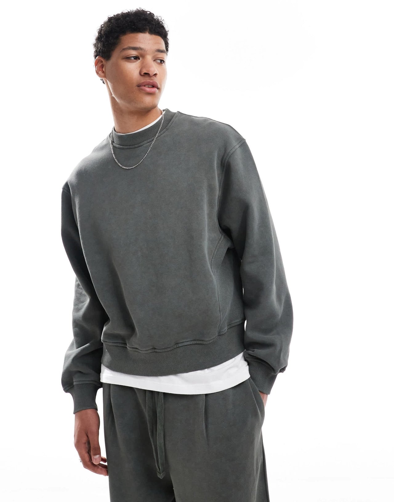 ASOS DESIGN co-ord boxy relaxed sweatshirt in khaki - ASOS Sample Sale