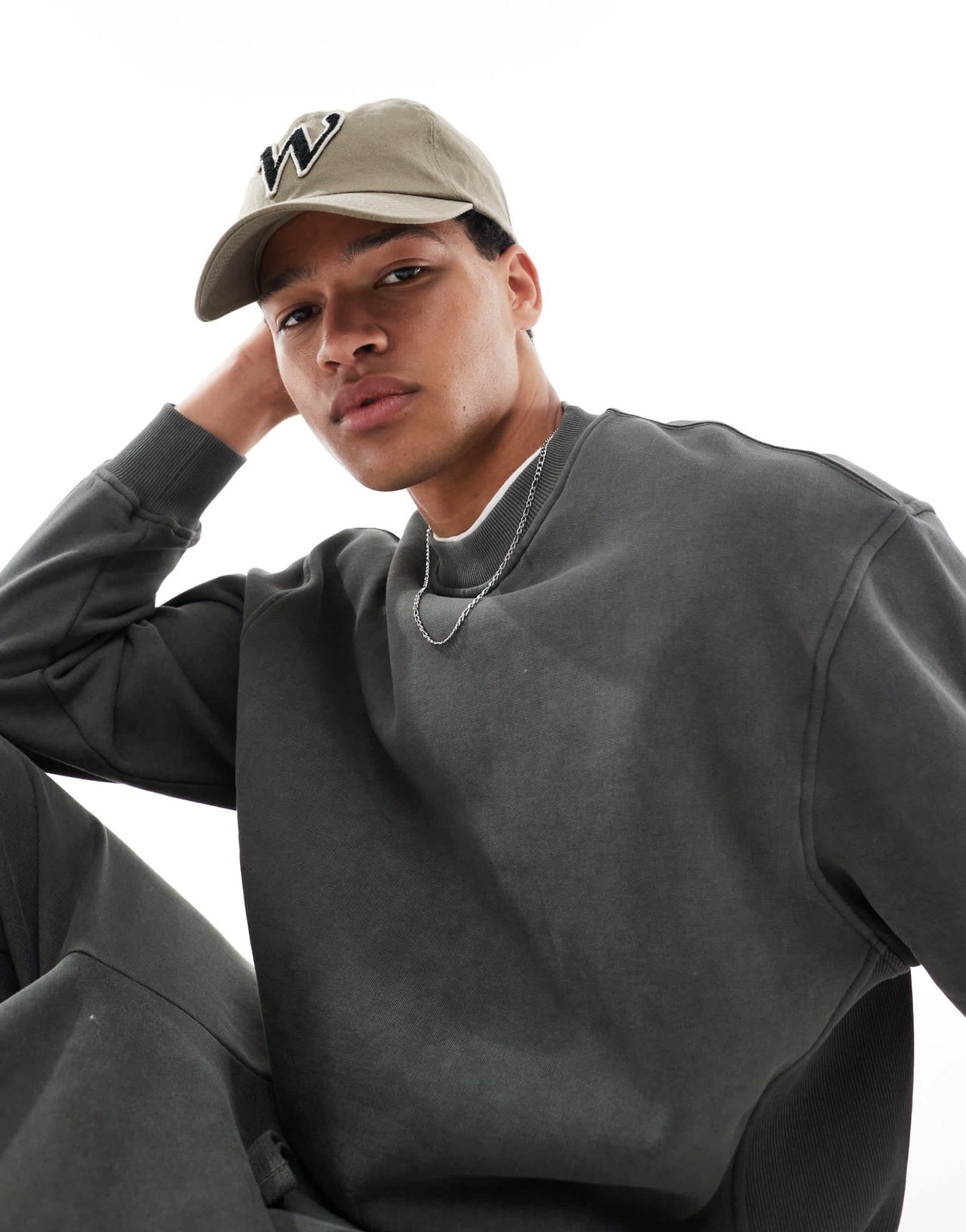 ASOS DESIGN co-ord boxy relaxed sweatshirt in khaki - ASOS Sample Sale