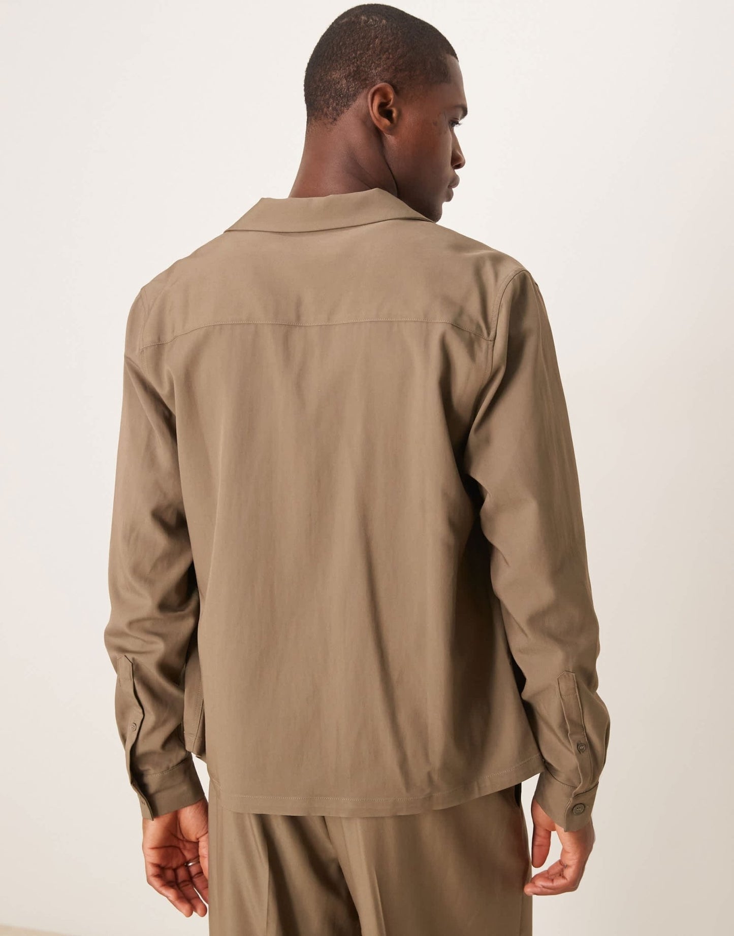 ASOS DESIGN co - ord boxy revere shirt in brown - ASOS Sample Sale