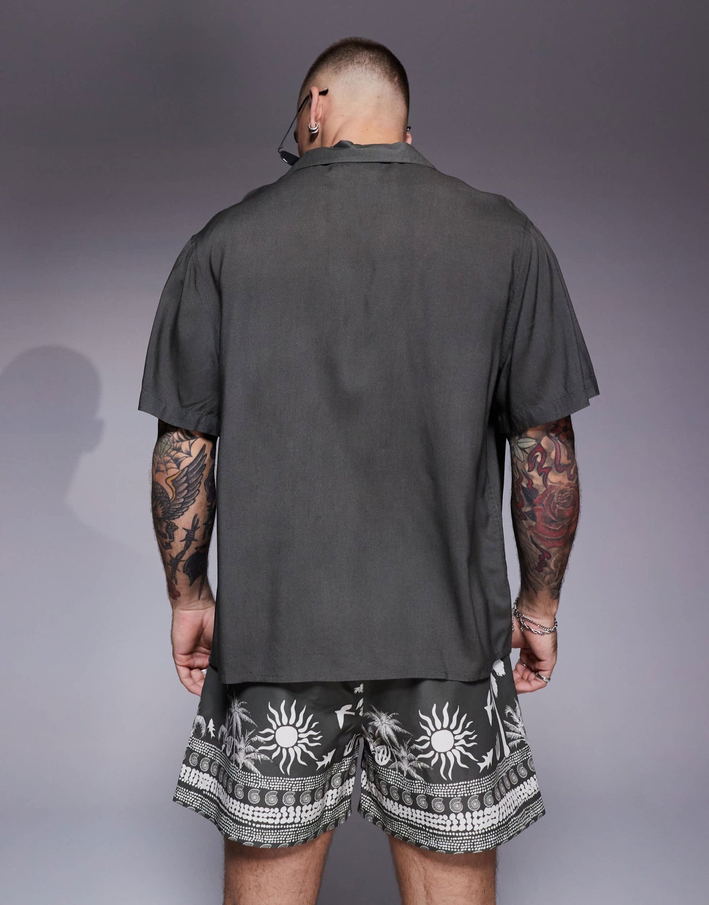 ASOS DESIGN co-ord boxy revere shirt with summer graphic in green - ASOS Sample Sale