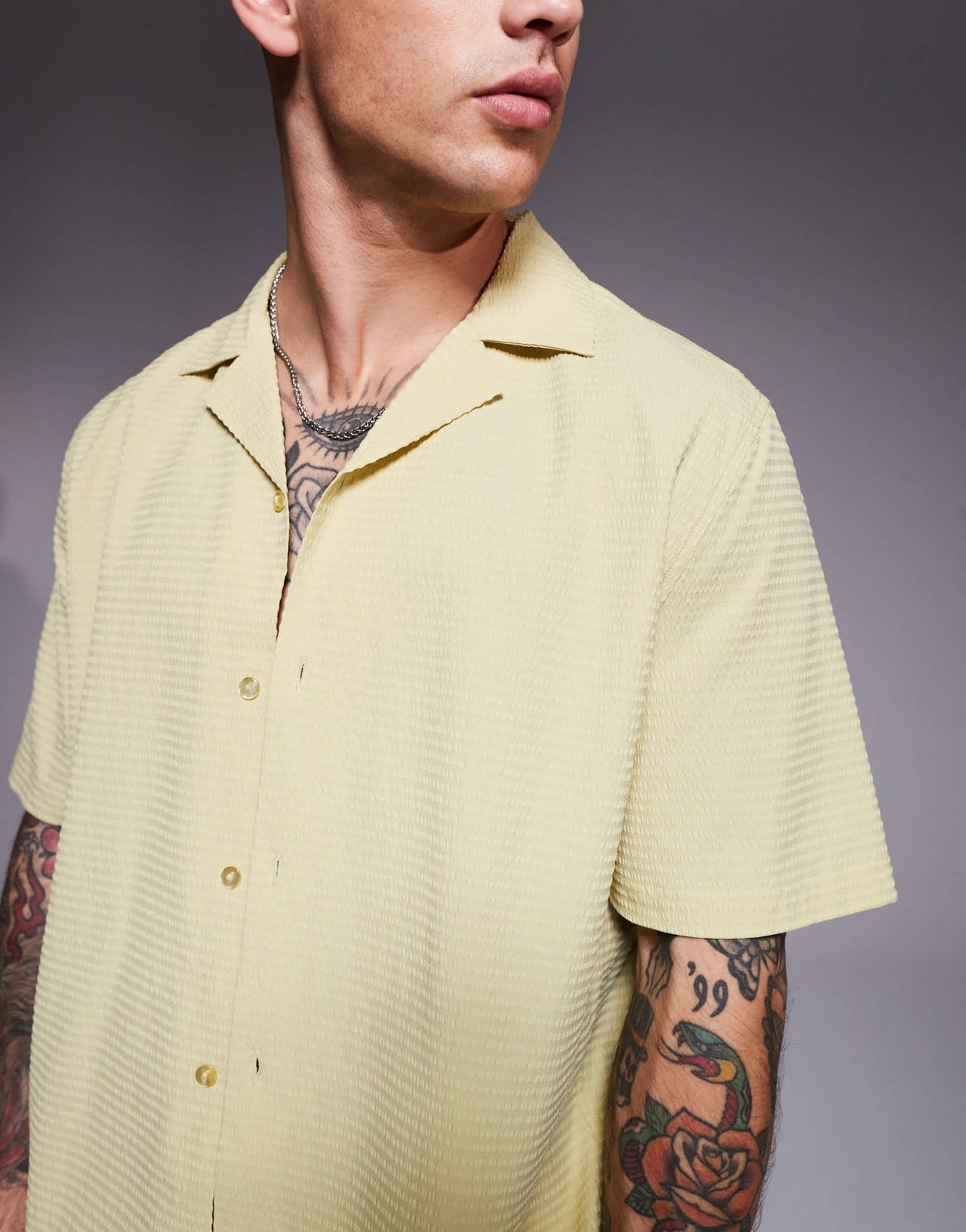 ASOS DESIGN co - ord boxy seersucker shirt in green - ASOS Sample Sale