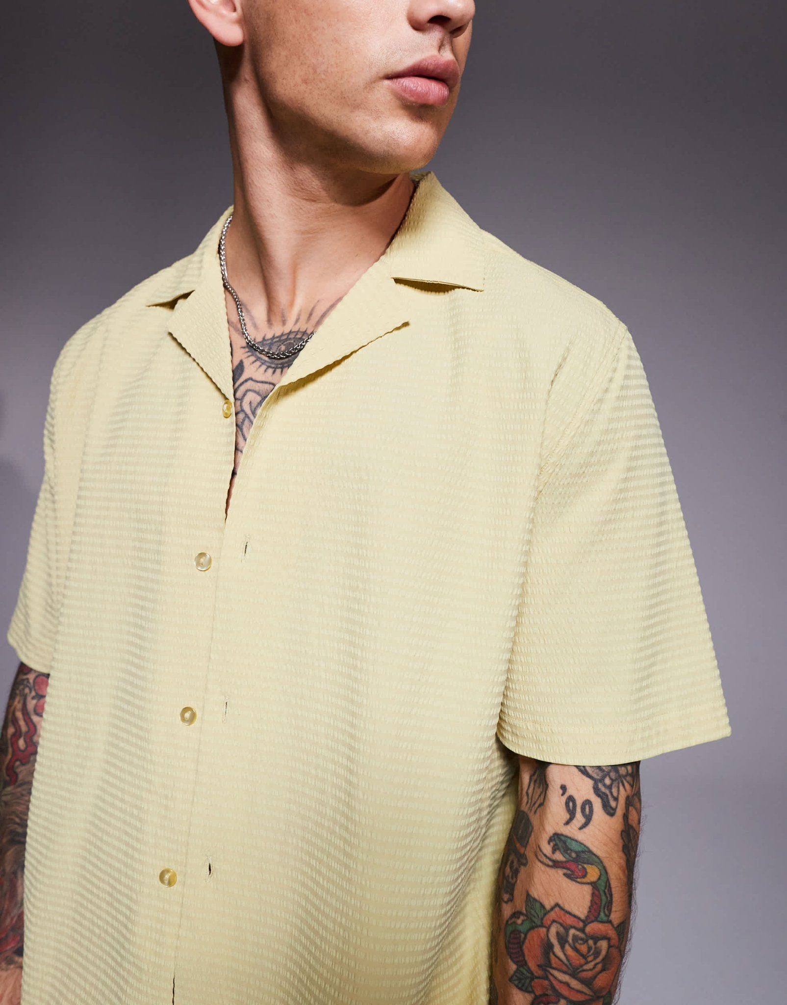 ASOS DESIGN co - ord boxy seersucker shirt in green - ASOS Sample Sale