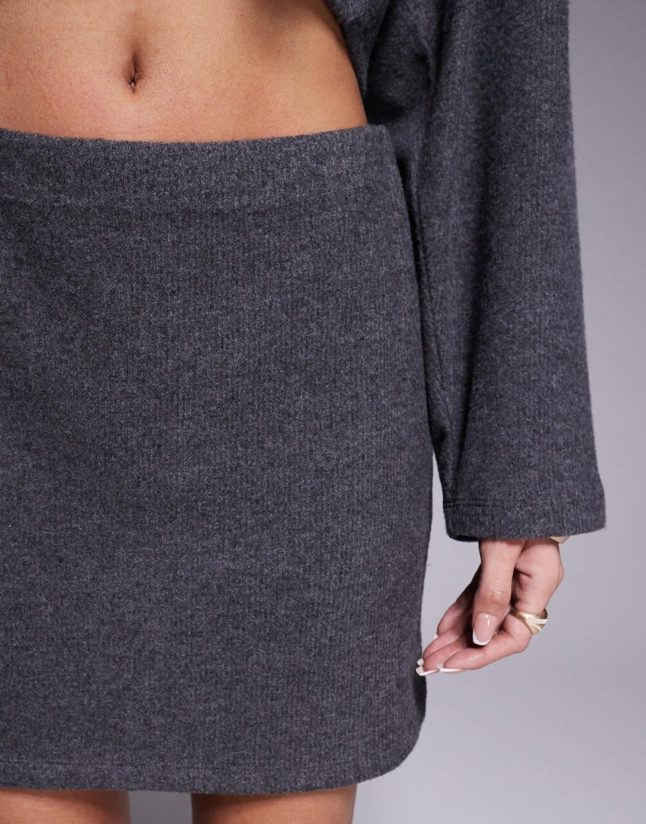 ASOS DESIGN co - ord brushed mini skirt in charcoal - ASOS Sample Sale