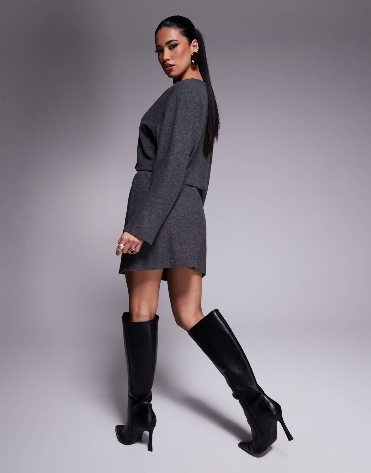 ASOS DESIGN co - ord brushed mini skirt in charcoal - ASOS Sample Sale