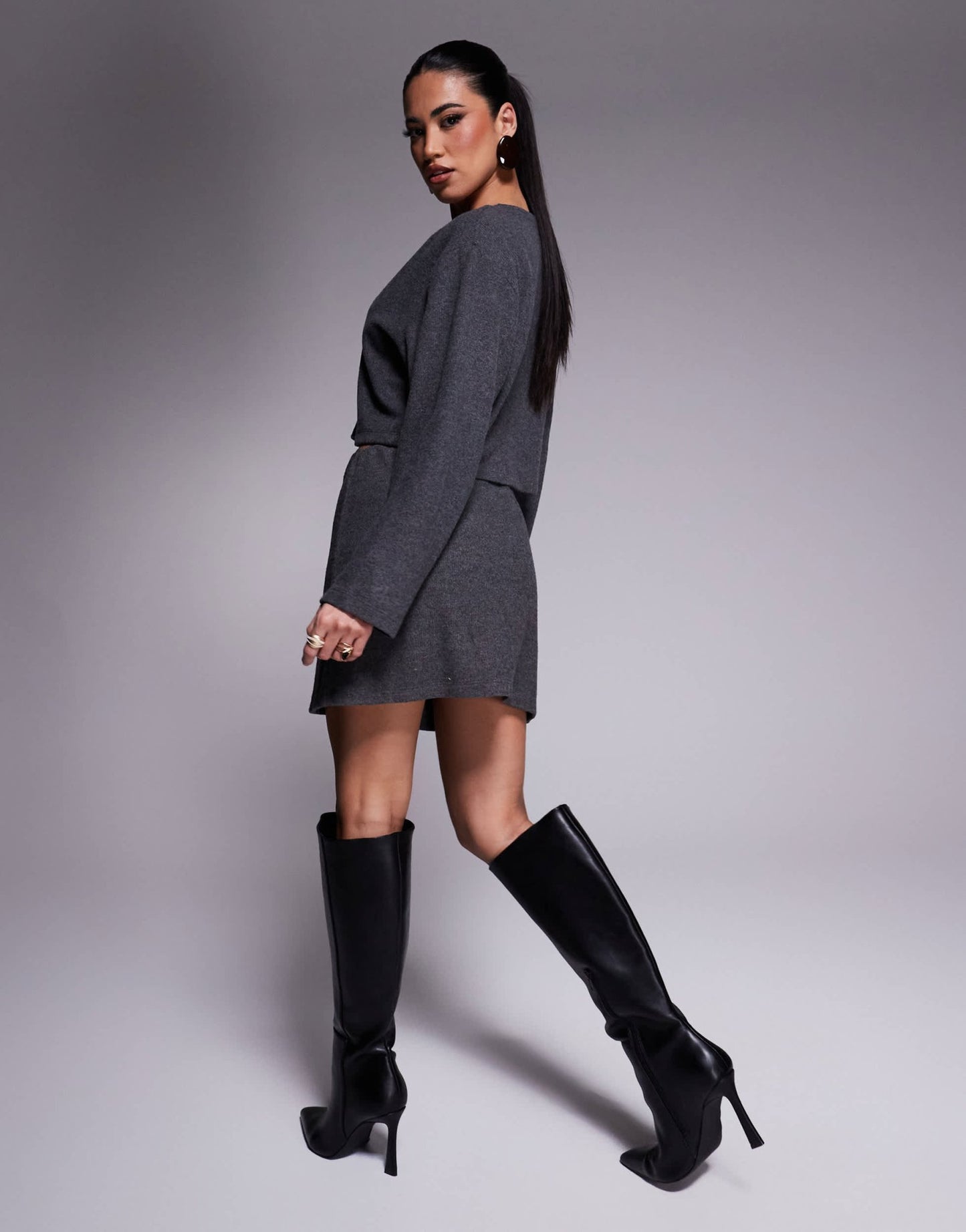ASOS DESIGN co - ord brushed mini skirt in charcoal - ASOS Sample Sale