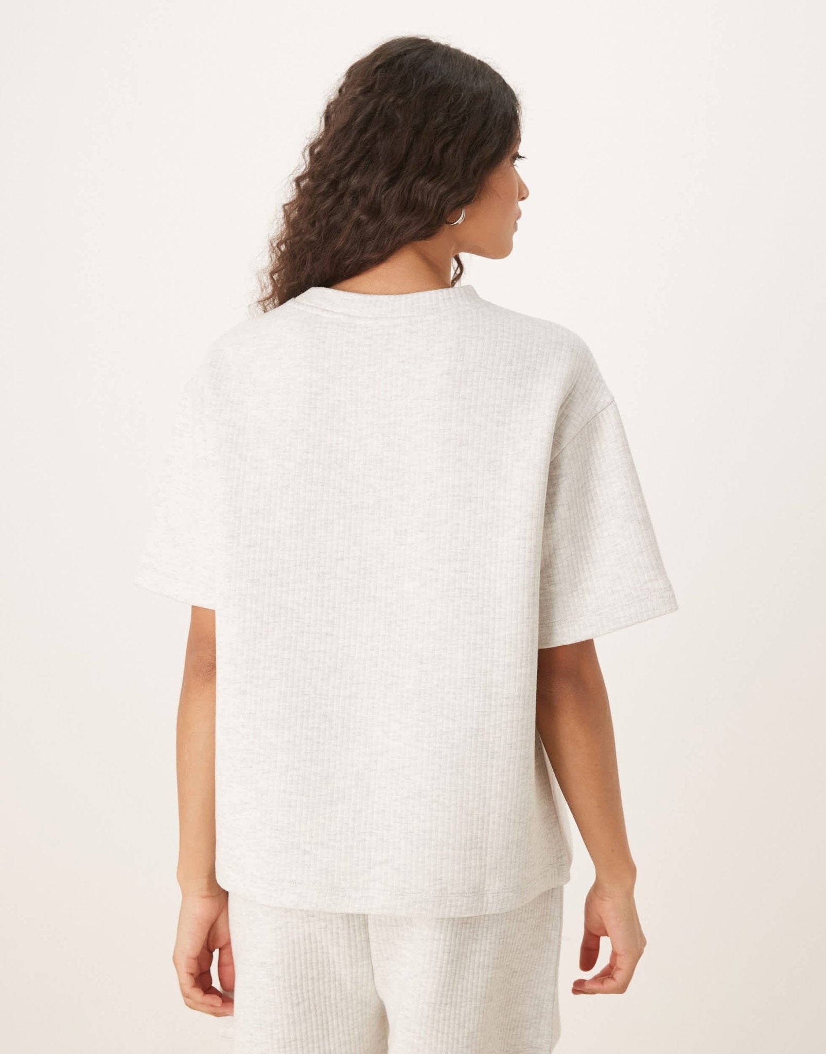 ASOS DESIGN co - ord chunky rib short sleeve t-shirt in grey marl - ASOS Sample Sale