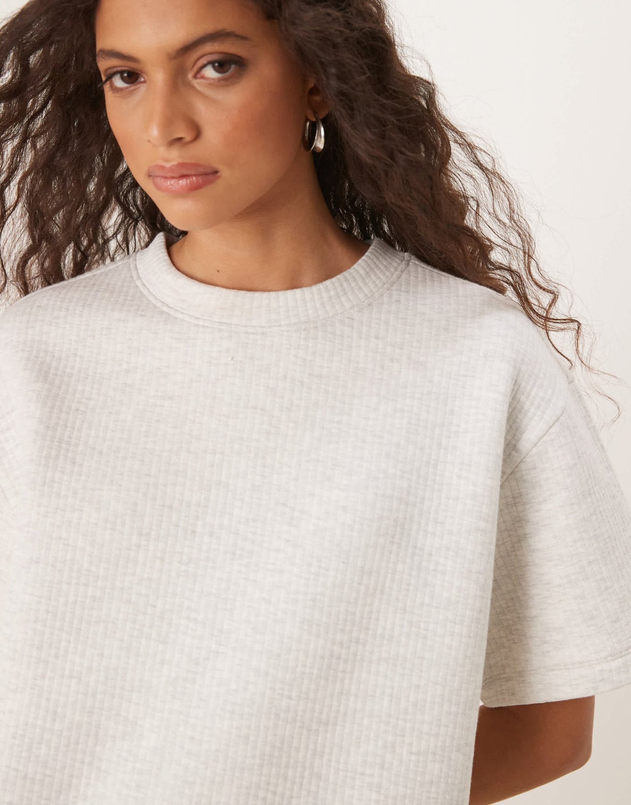 ASOS DESIGN co - ord chunky rib short sleeve t-shirt in grey marl - ASOS Sample Sale