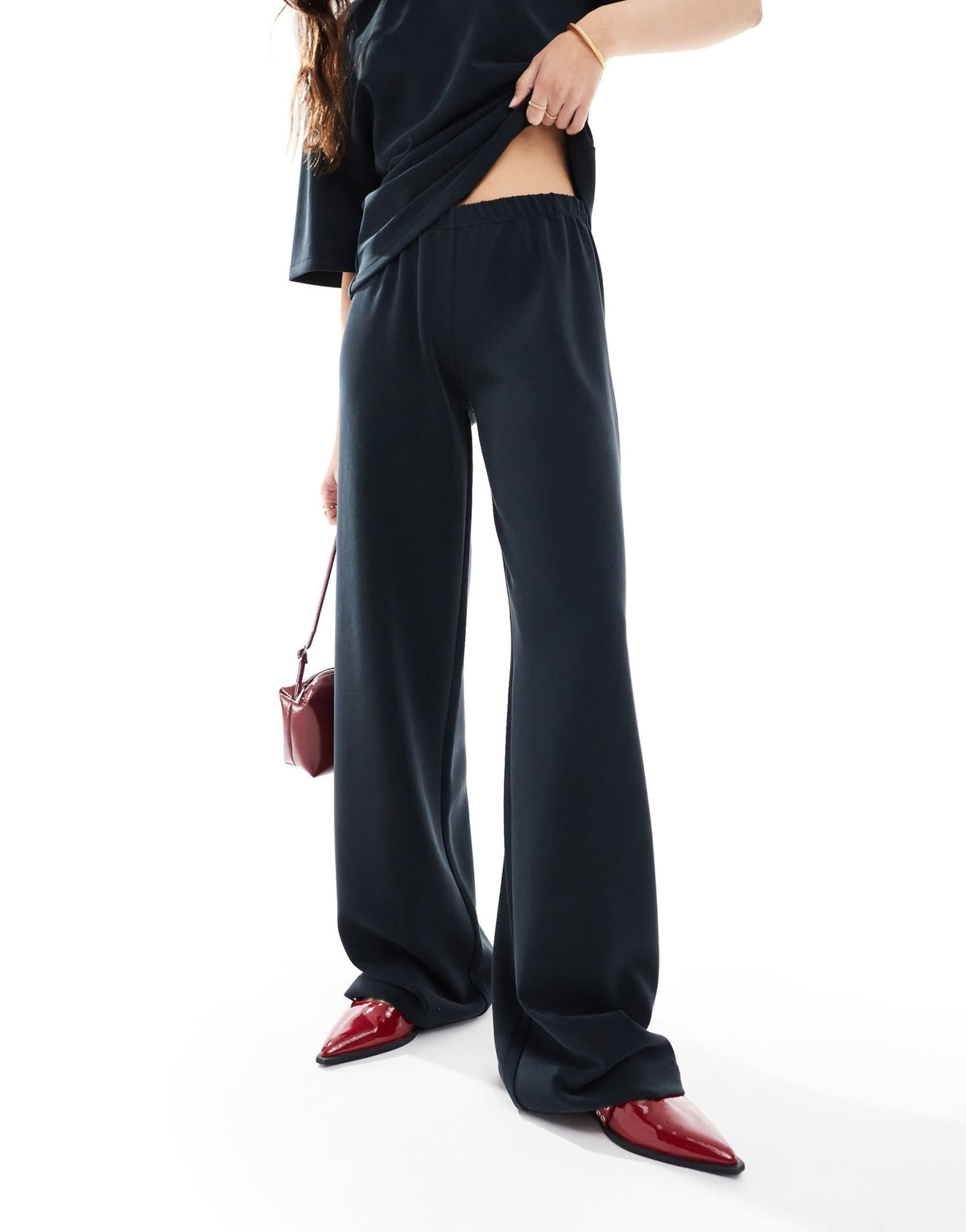 ASOS DESIGN co-ord cupro wide leg trouser in black - ASOS Sample Sale