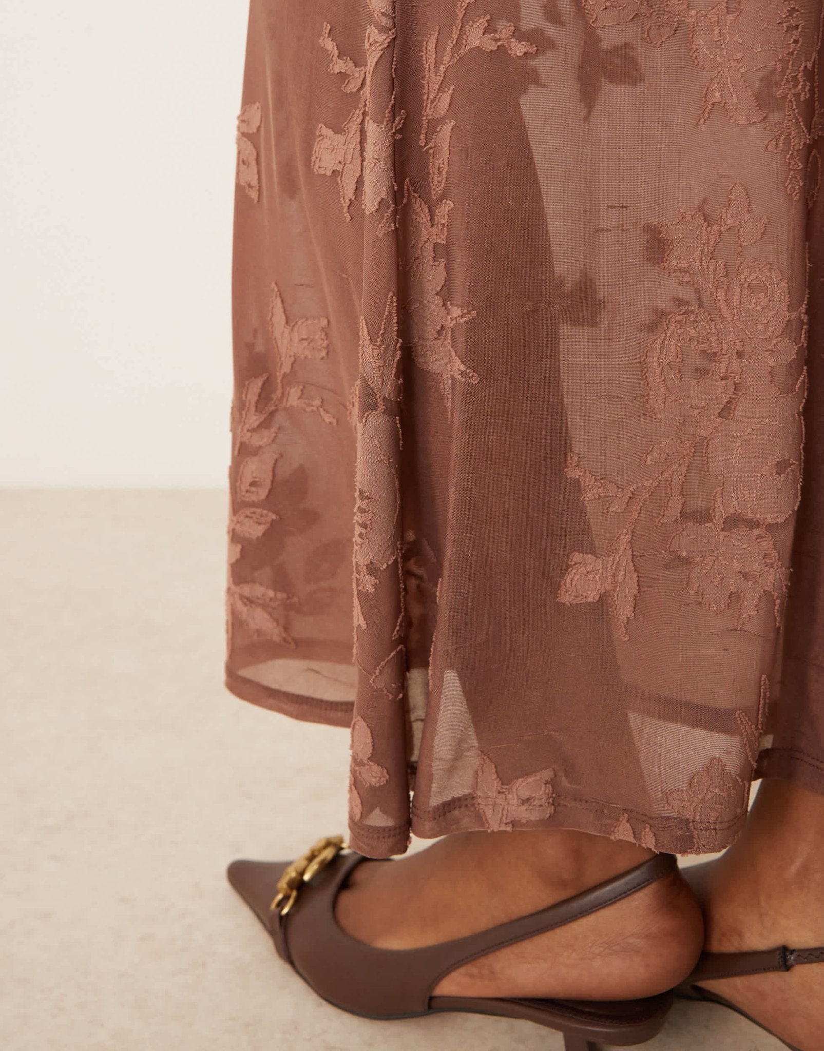 ASOS DESIGN co - ord fishtail maxi skirt in brown flocked mesh - MULTI - ASOS Sample Sale