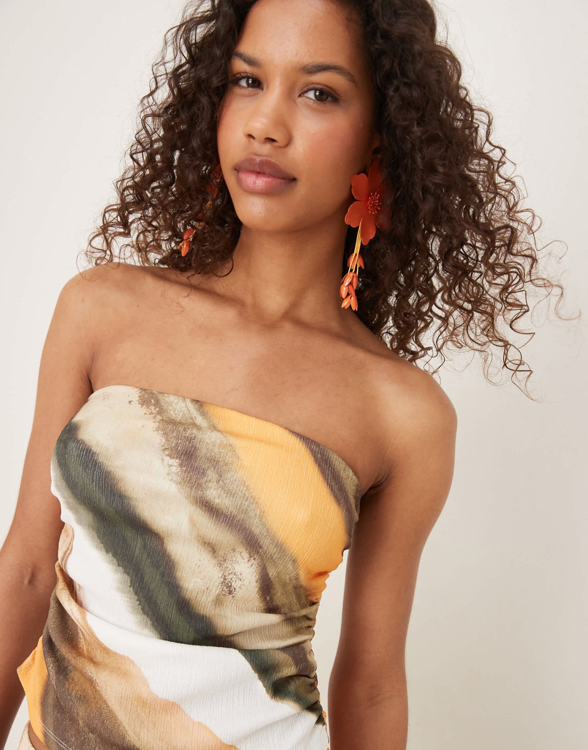ASOS DESIGN co-ord fitted ruched bandeau in abstract print - ASOS Sample Sale