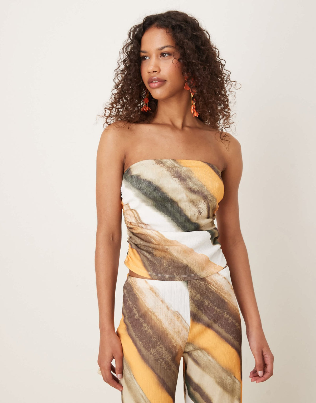 ASOS DESIGN co-ord fitted ruched bandeau in abstract print - ASOS Sample Sale
