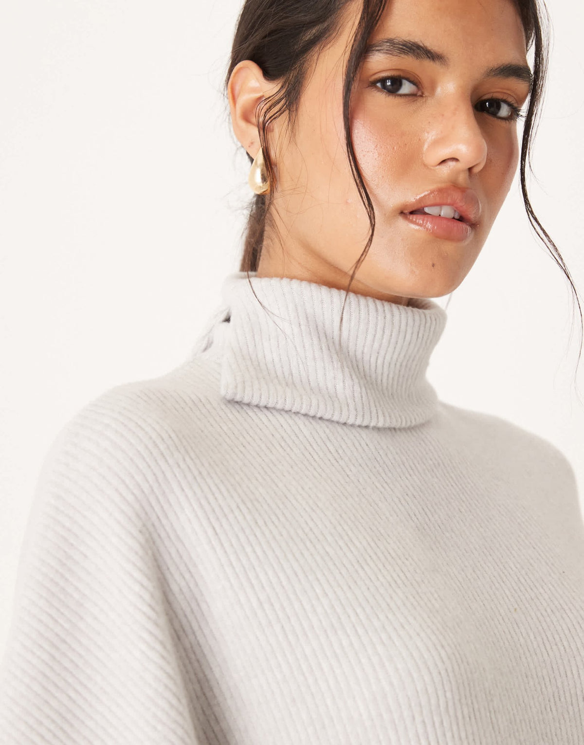 ASOS DESIGN co-ord high neck drape brushed rib top in grey - ASOS Sample Sale